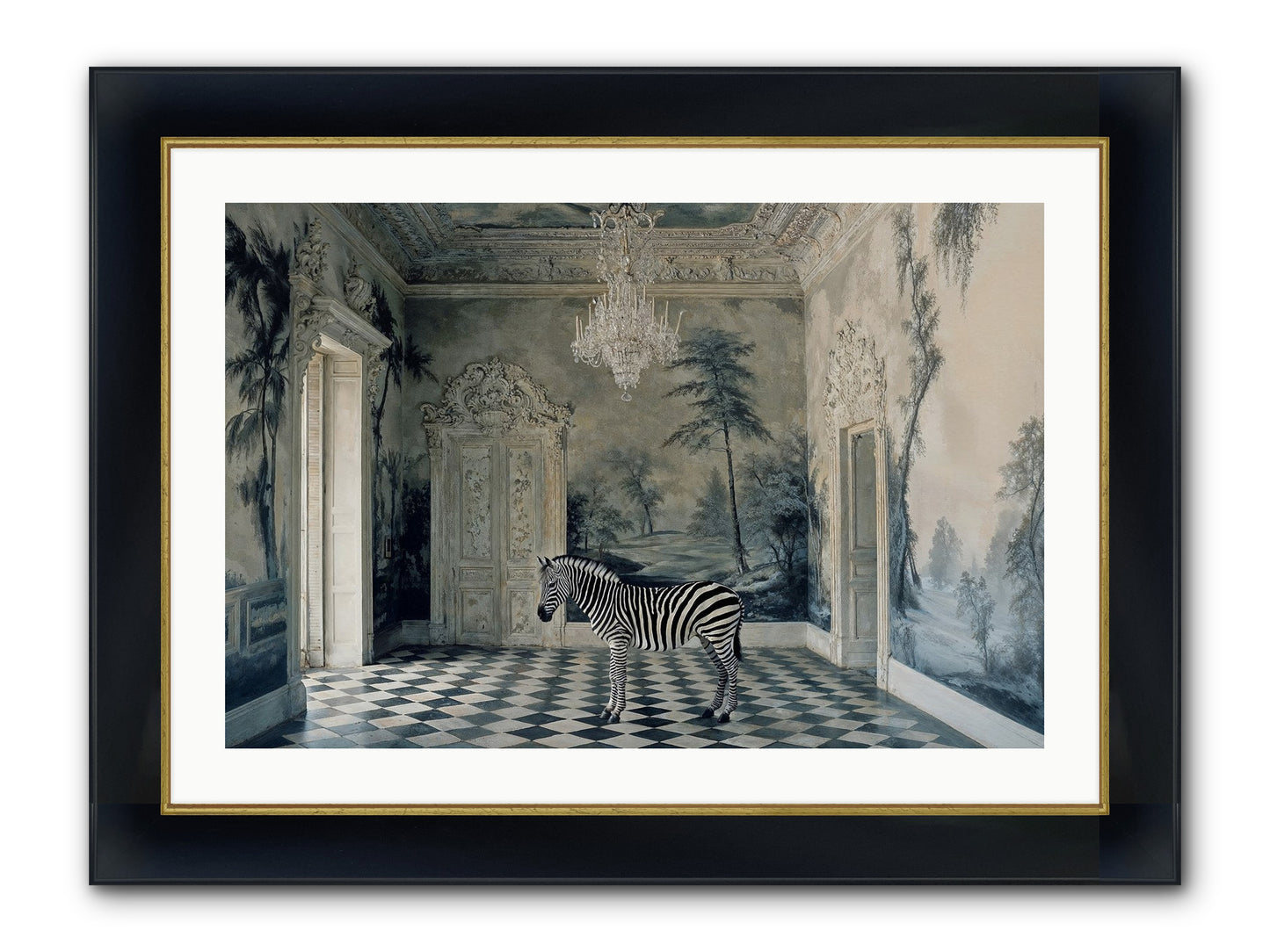 Picnic At Pemberley Framed Print - Wide Black w/Gold 30x20