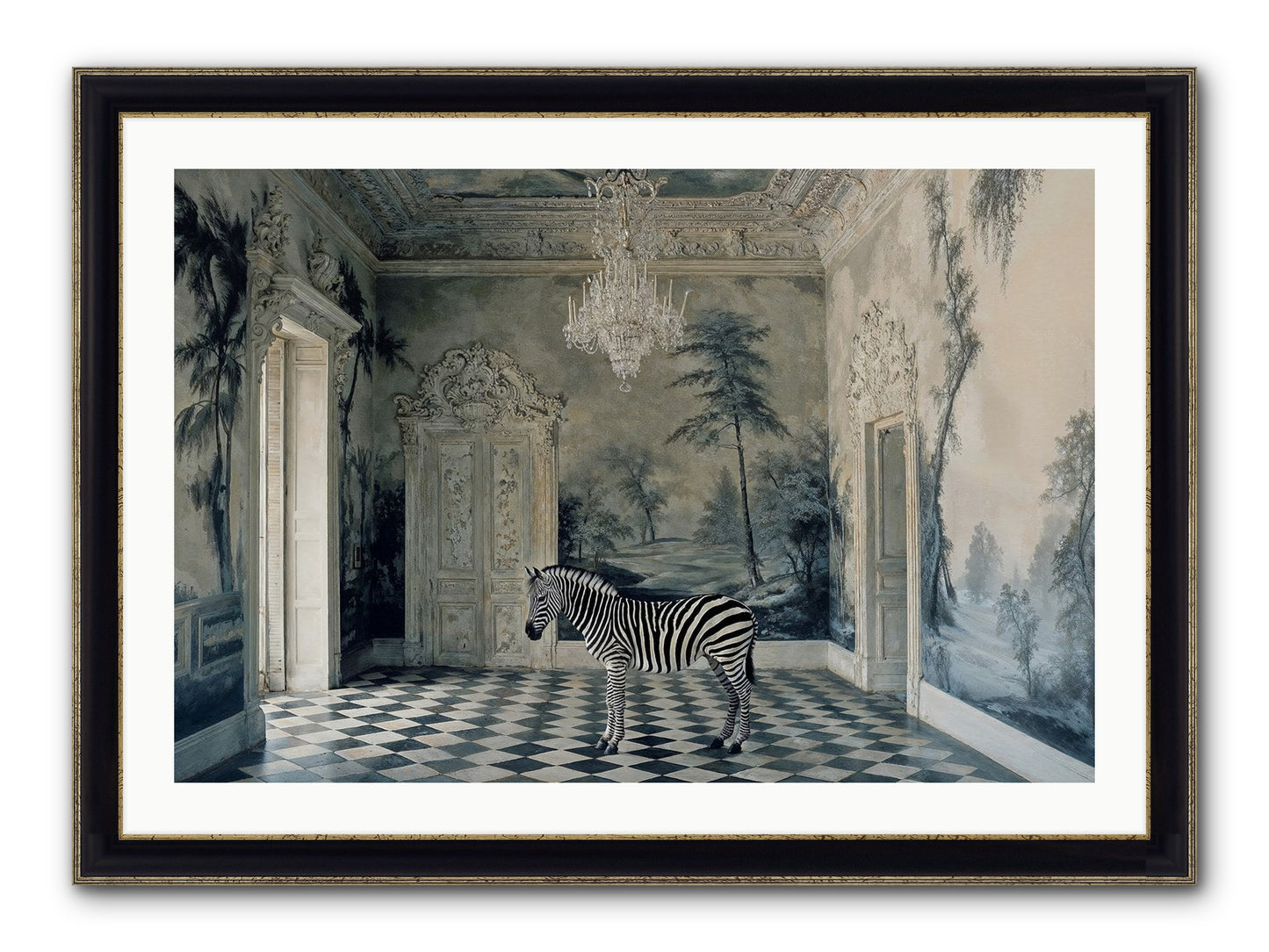 Picnic At Pemberley Framed Print - Black & Gold 36x24