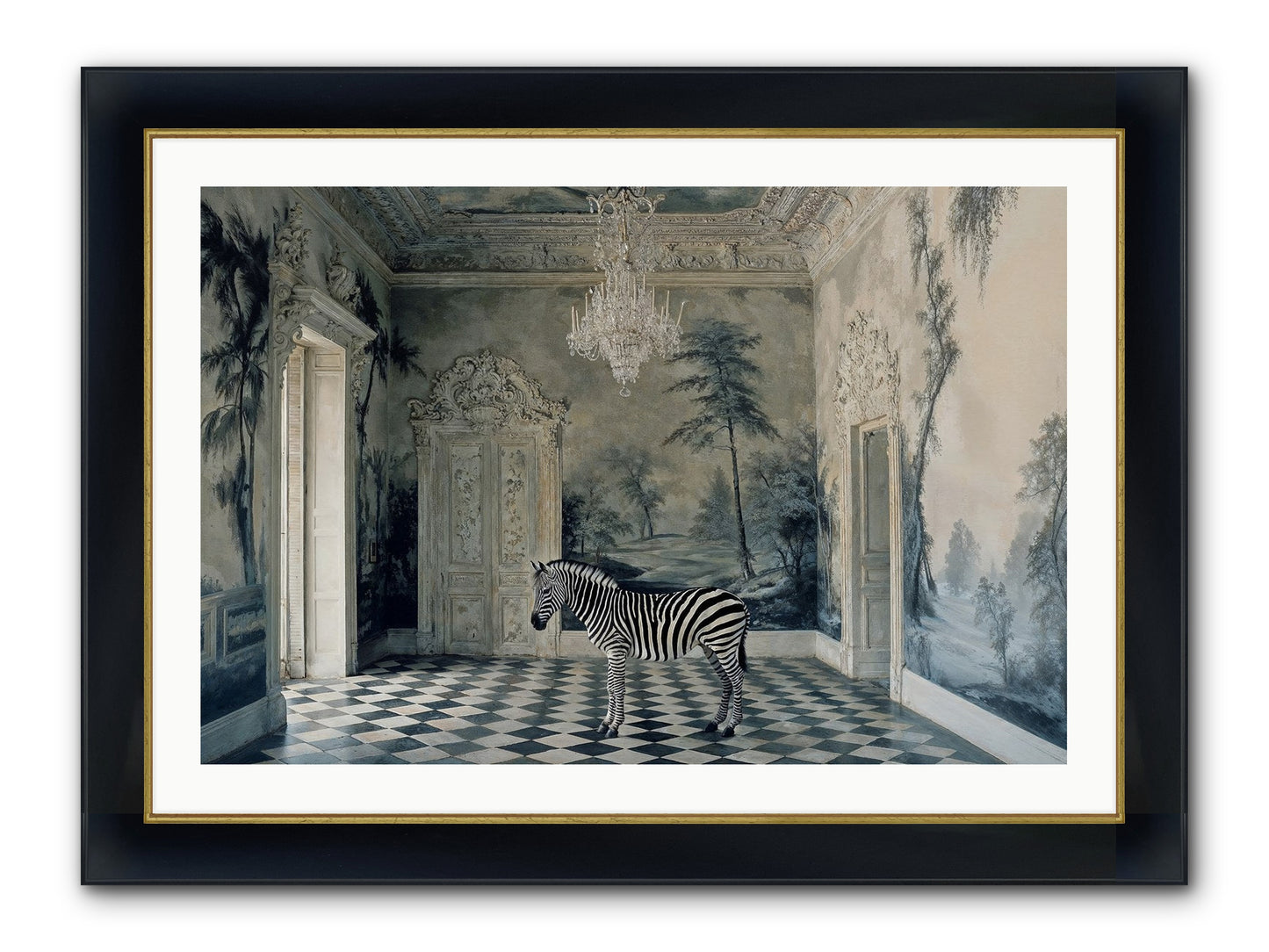 Picnic At Pemberley Framed Print - Wide Black w/Gold 36x24