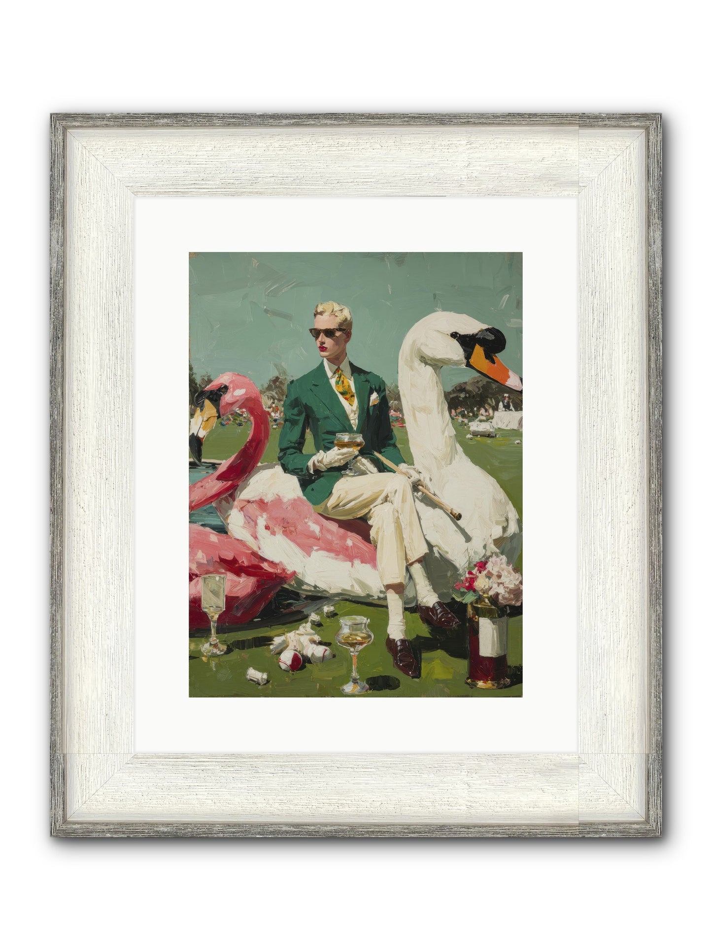 Picnic At The Embassy Framed Print - Driftwood White 12x16