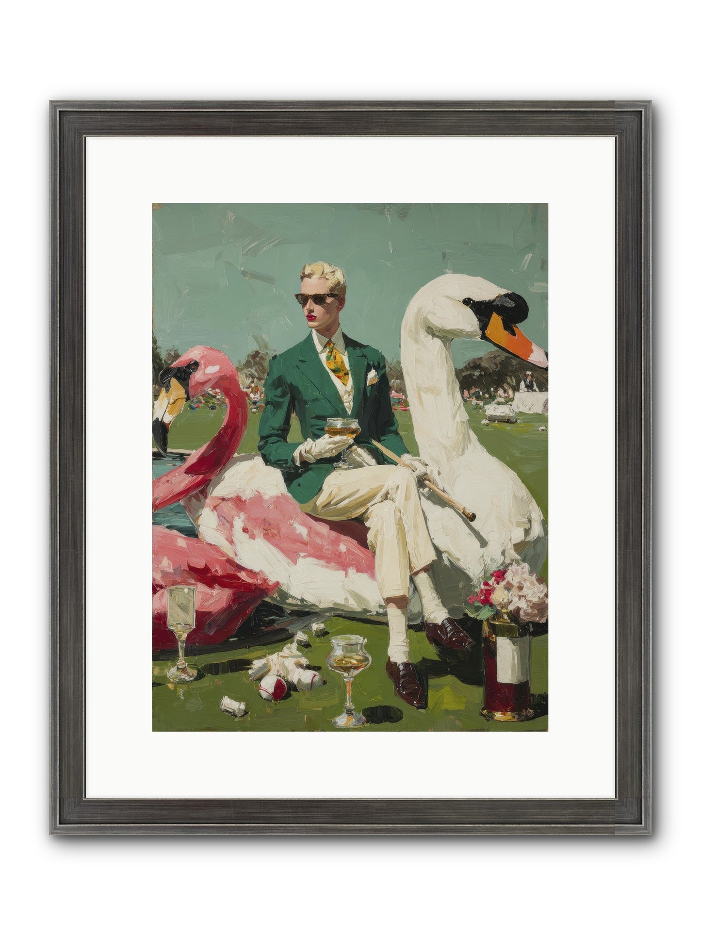 Picnic At The Embassy Framed Print - Slimwoods Black/Silver 12x16