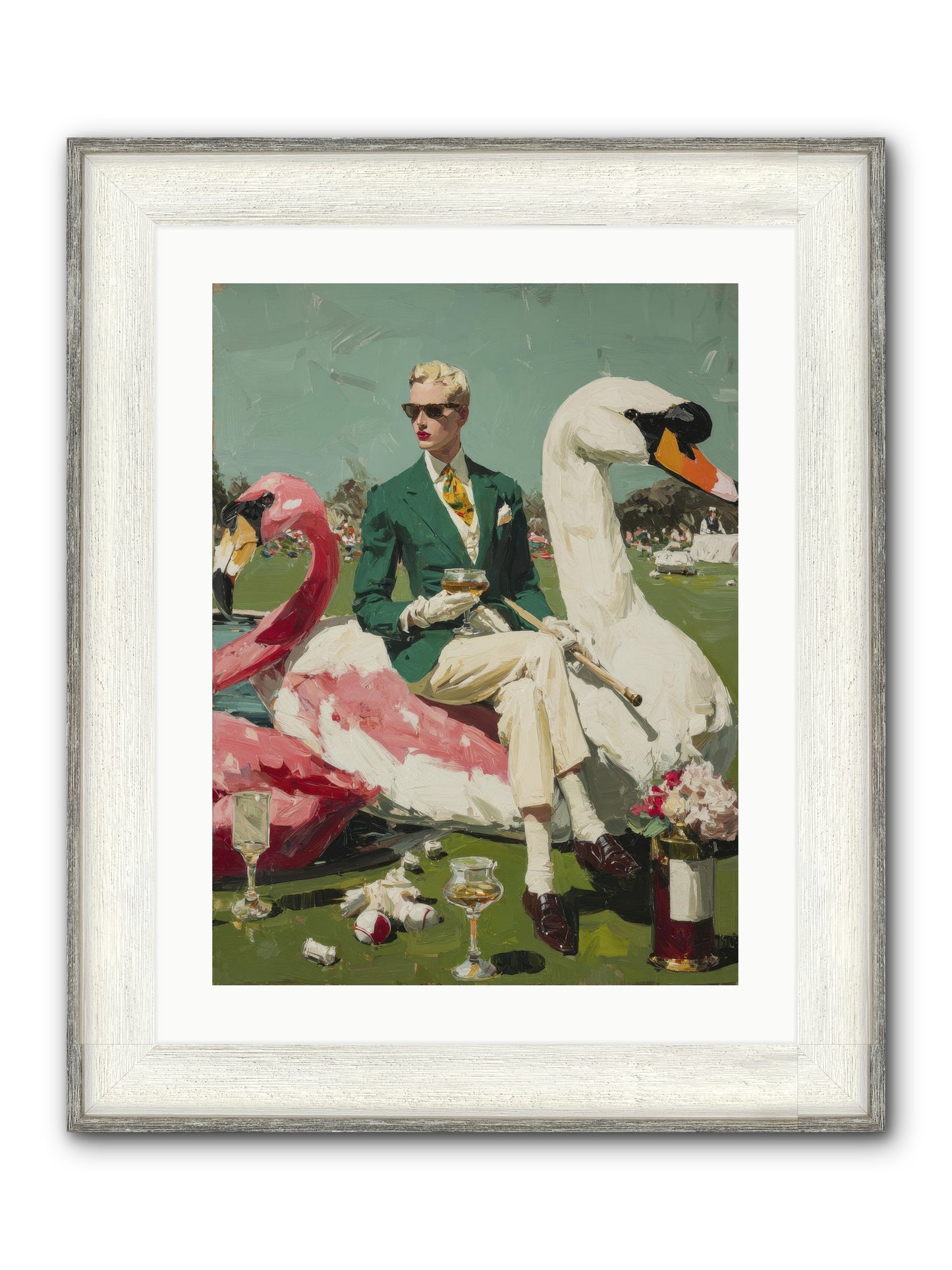 Picnic At The Embassy Framed Print - Driftwood White 18x24