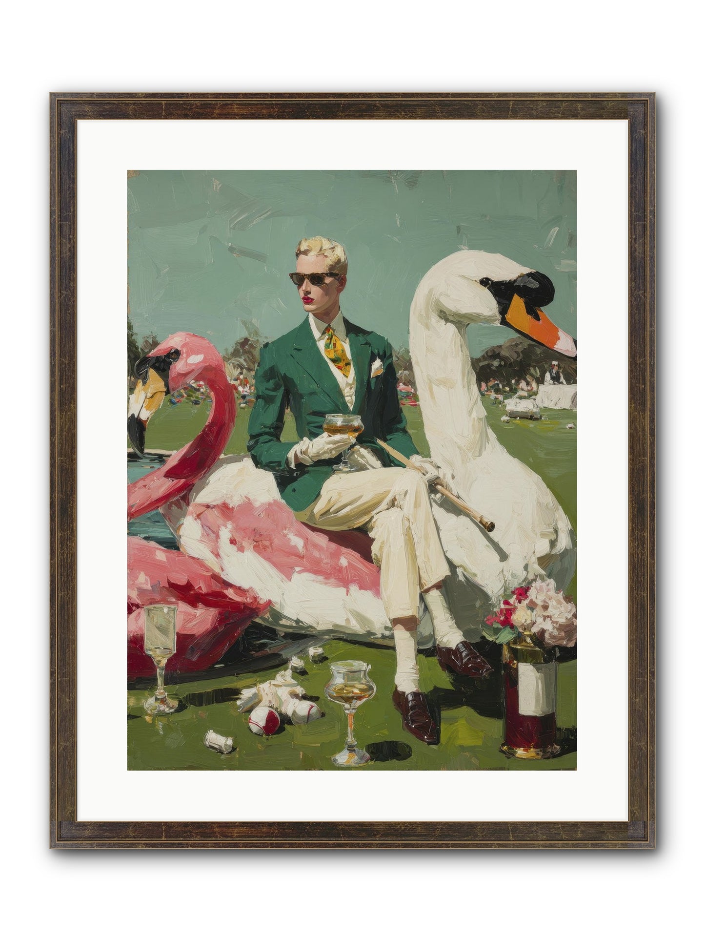 Picnic At The Embassy Framed Print - Slimwoods Black/Gold 18x24