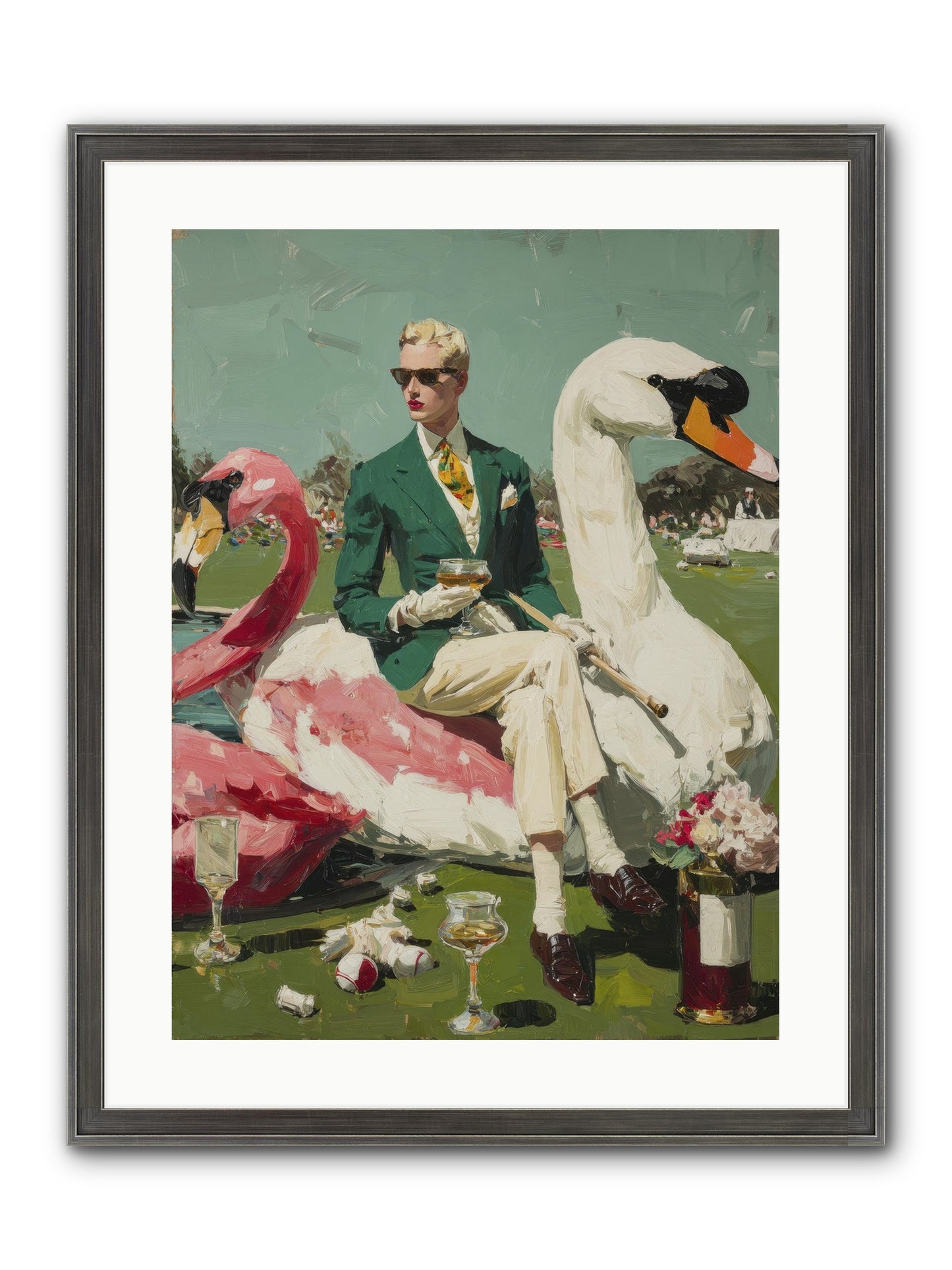 Picnic At The Embassy Framed Print - Slimwoods Black/Silver 18x24