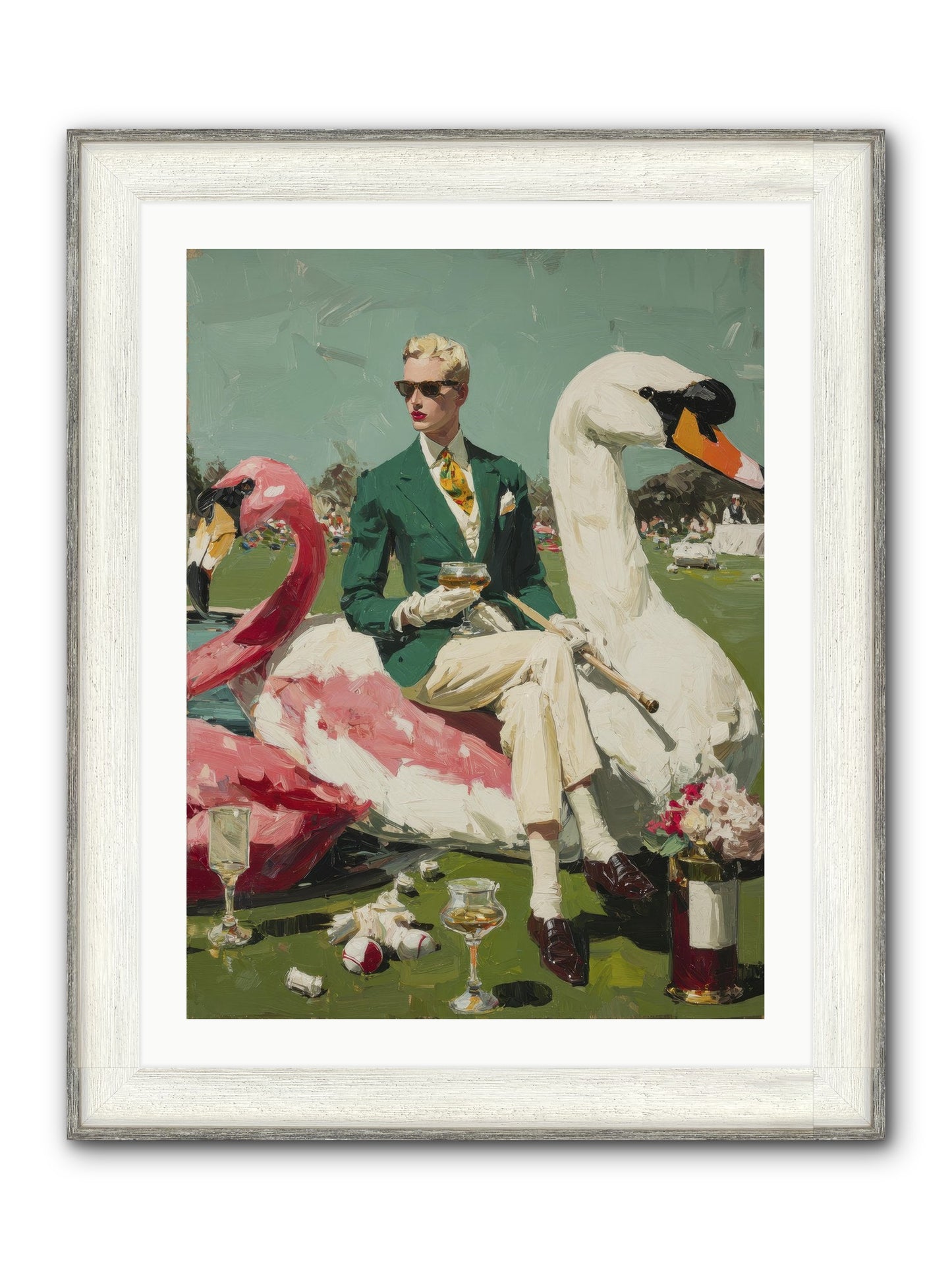 Picnic At The Embassy Framed Print - Driftwood White 24x32