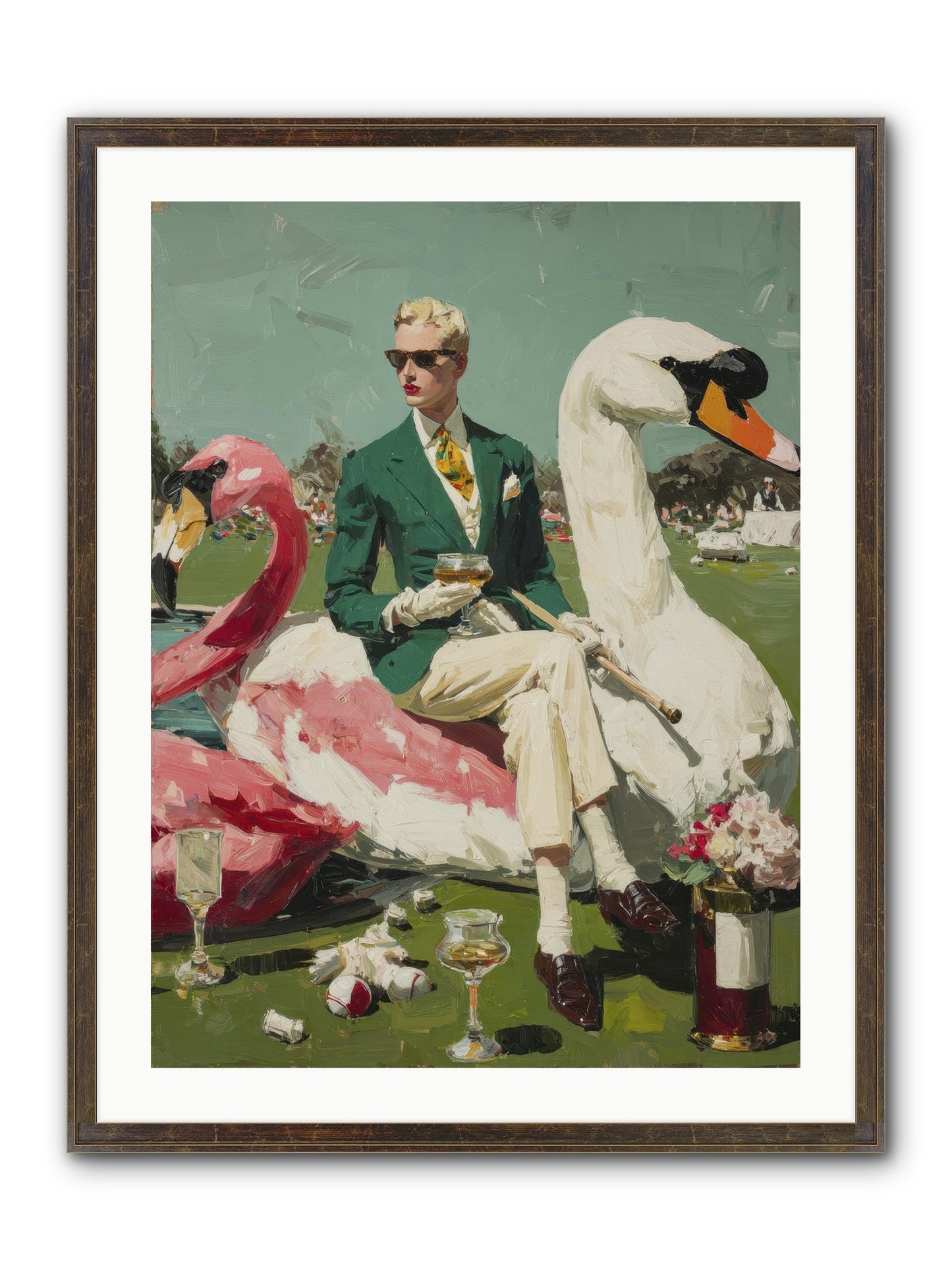 Picnic At The Embassy Framed Print - Slimwoods Black/Gold 24x32