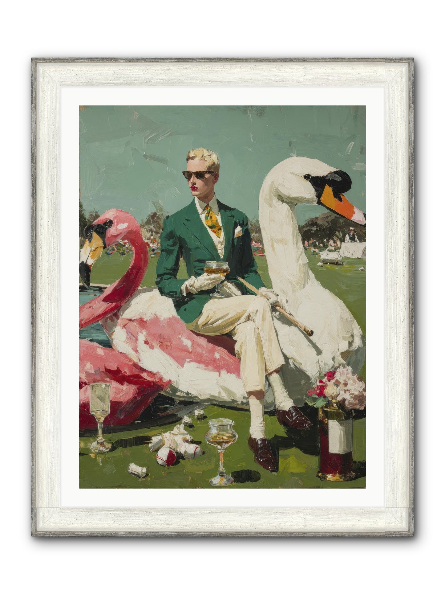 Picnic At The Embassy Framed Print - Driftwood White 30x40