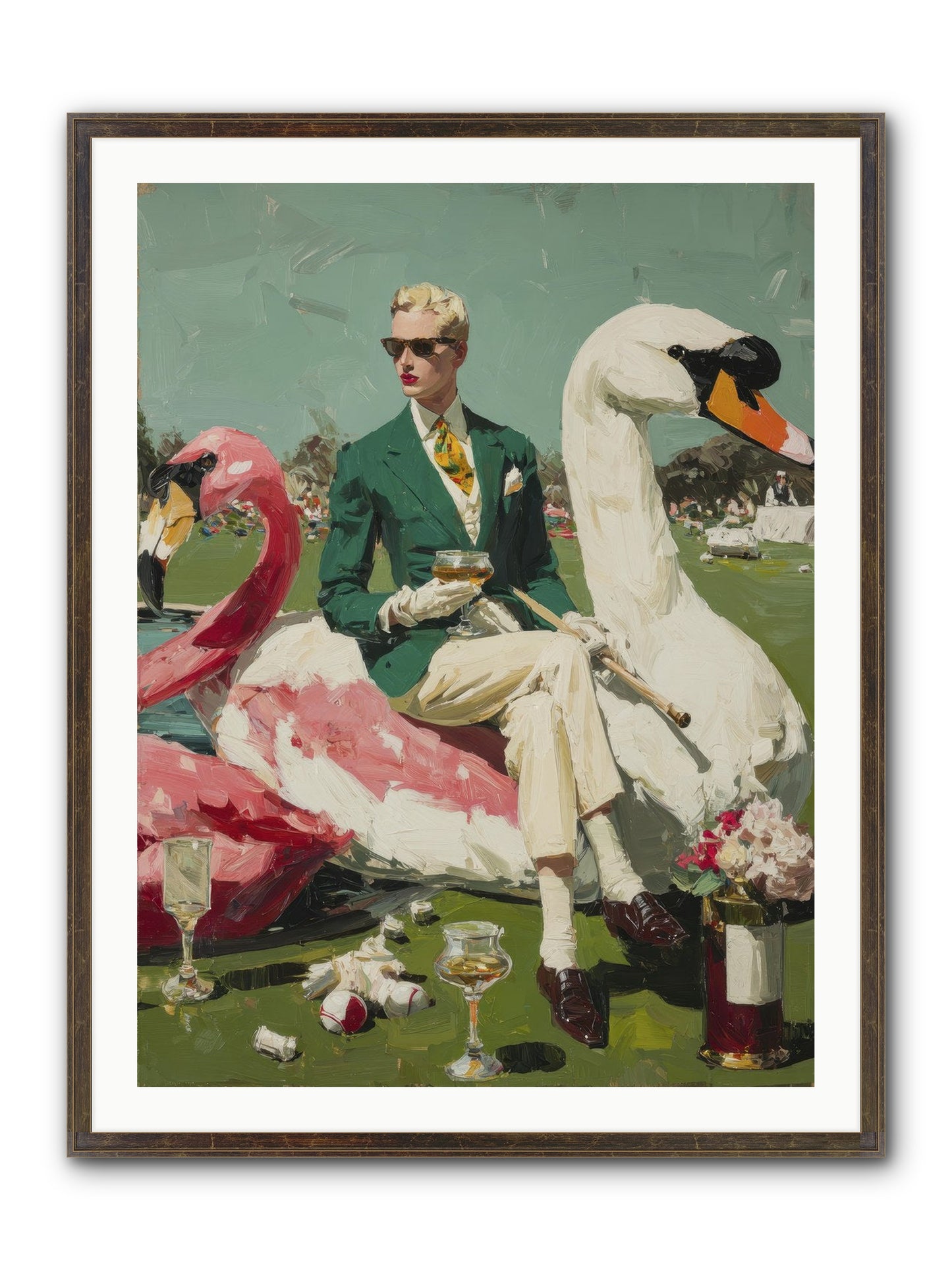 Picnic At The Embassy Framed Print - Slimwoods Black/Gold 30x40