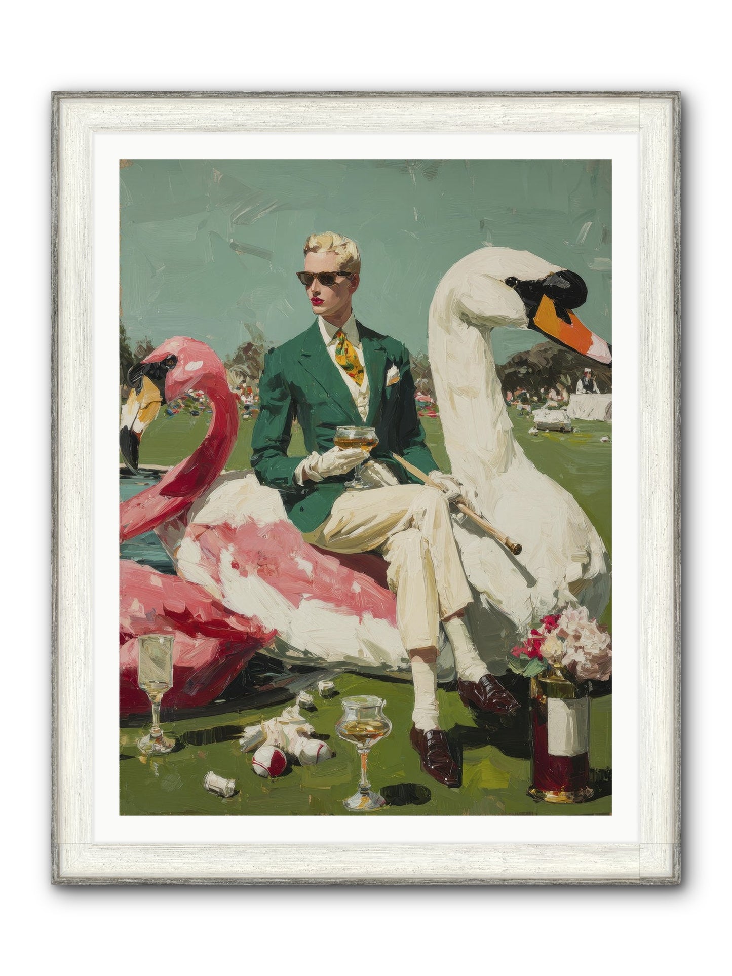 Picnic At The Embassy Framed Print - Driftwood White 36x48