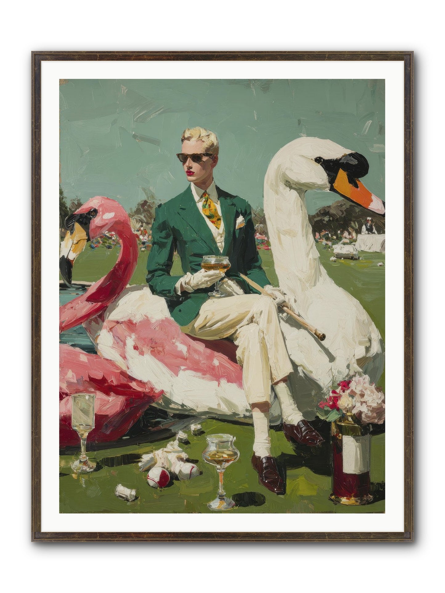Picnic At The Embassy Framed Print - Slimwoods Black/Gold 36x48