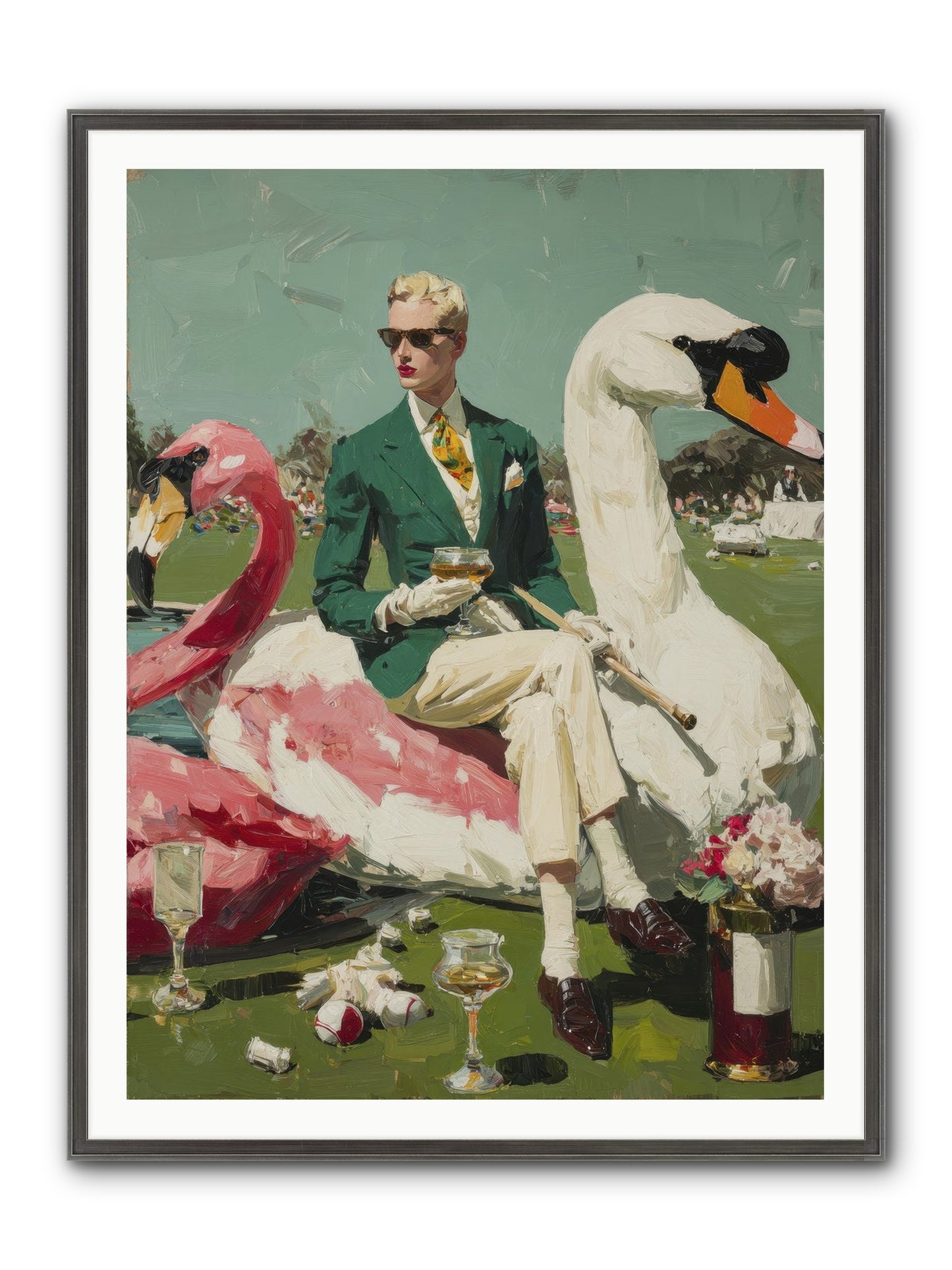 Picnic At The Embassy Framed Print - Slimwoods Black/Silver 36x48