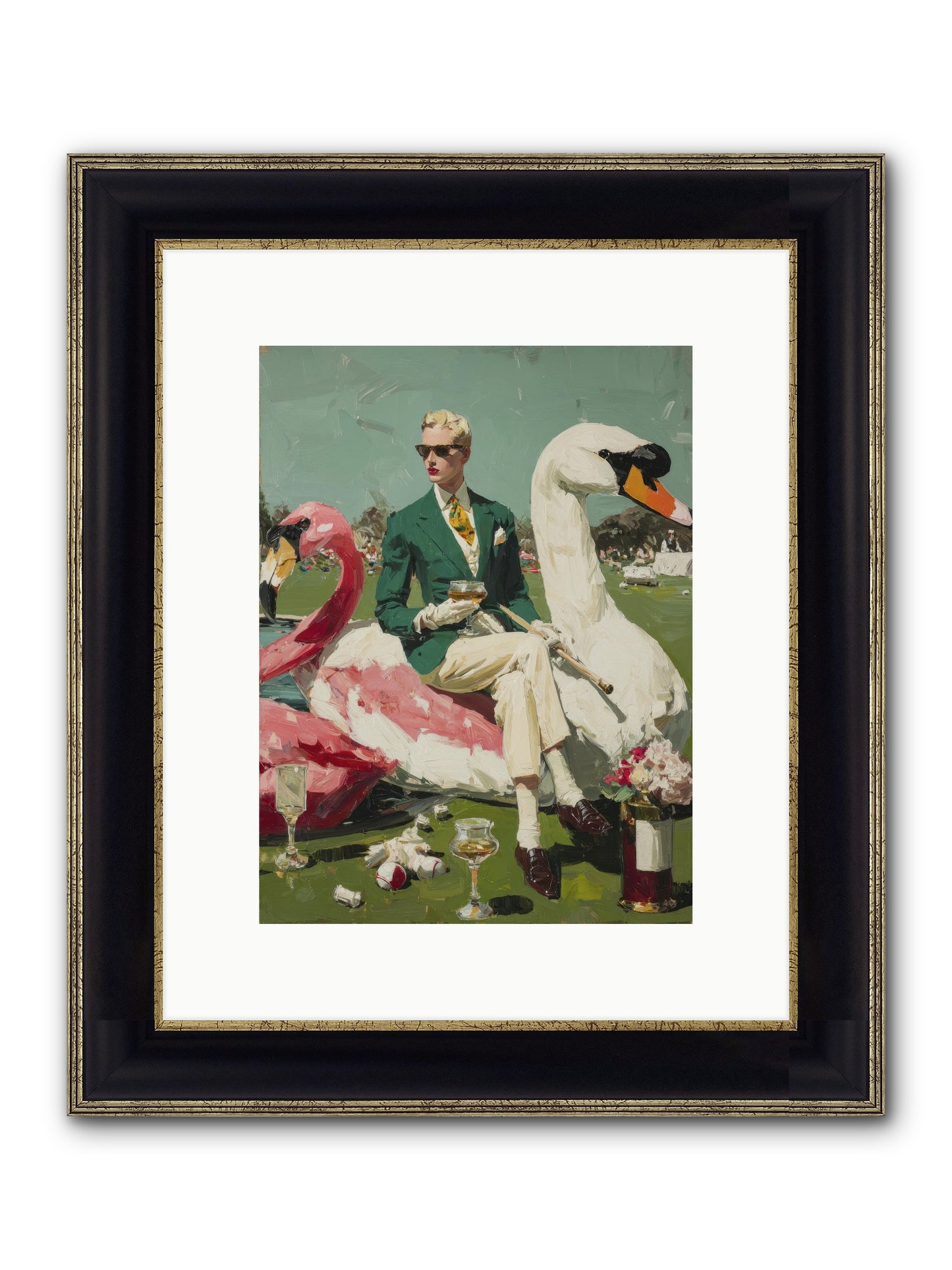 Picnic At The Embassy Framed Print - Black & Gold 9x12