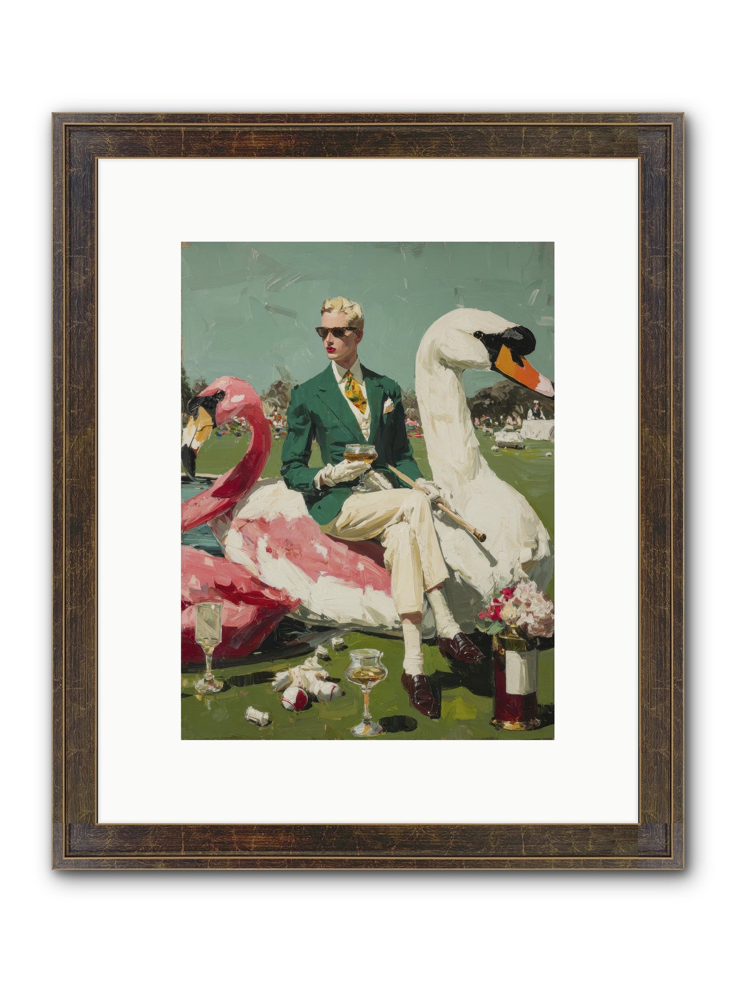 Picnic At The Embassy Framed Print - Slimwoods Black/Gold 9x12