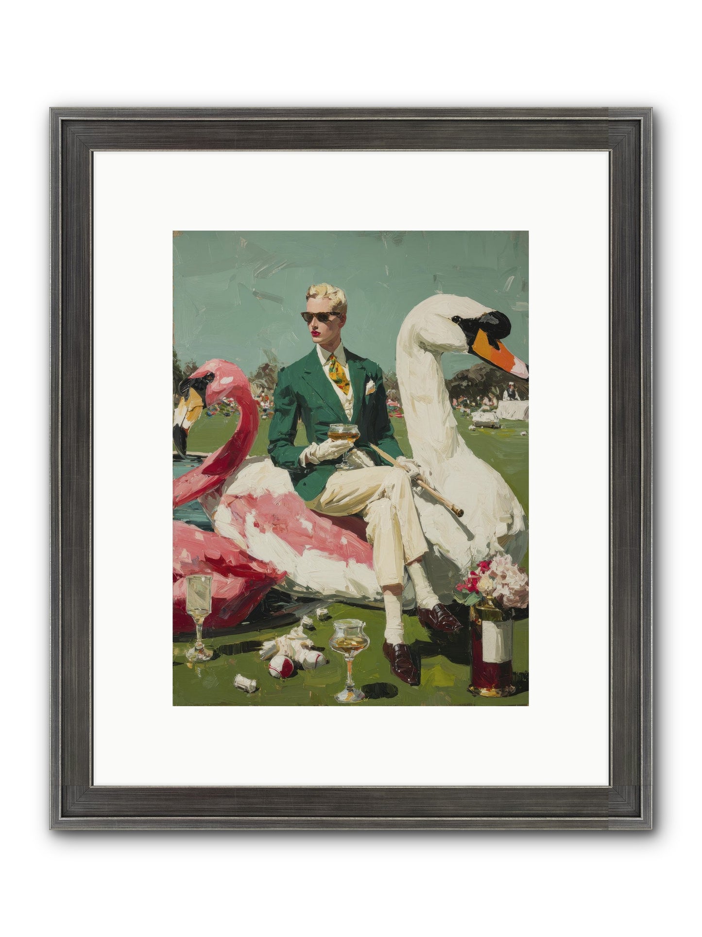 Picnic At The Embassy Framed Print - Slimwoods Black/Silver 9x12