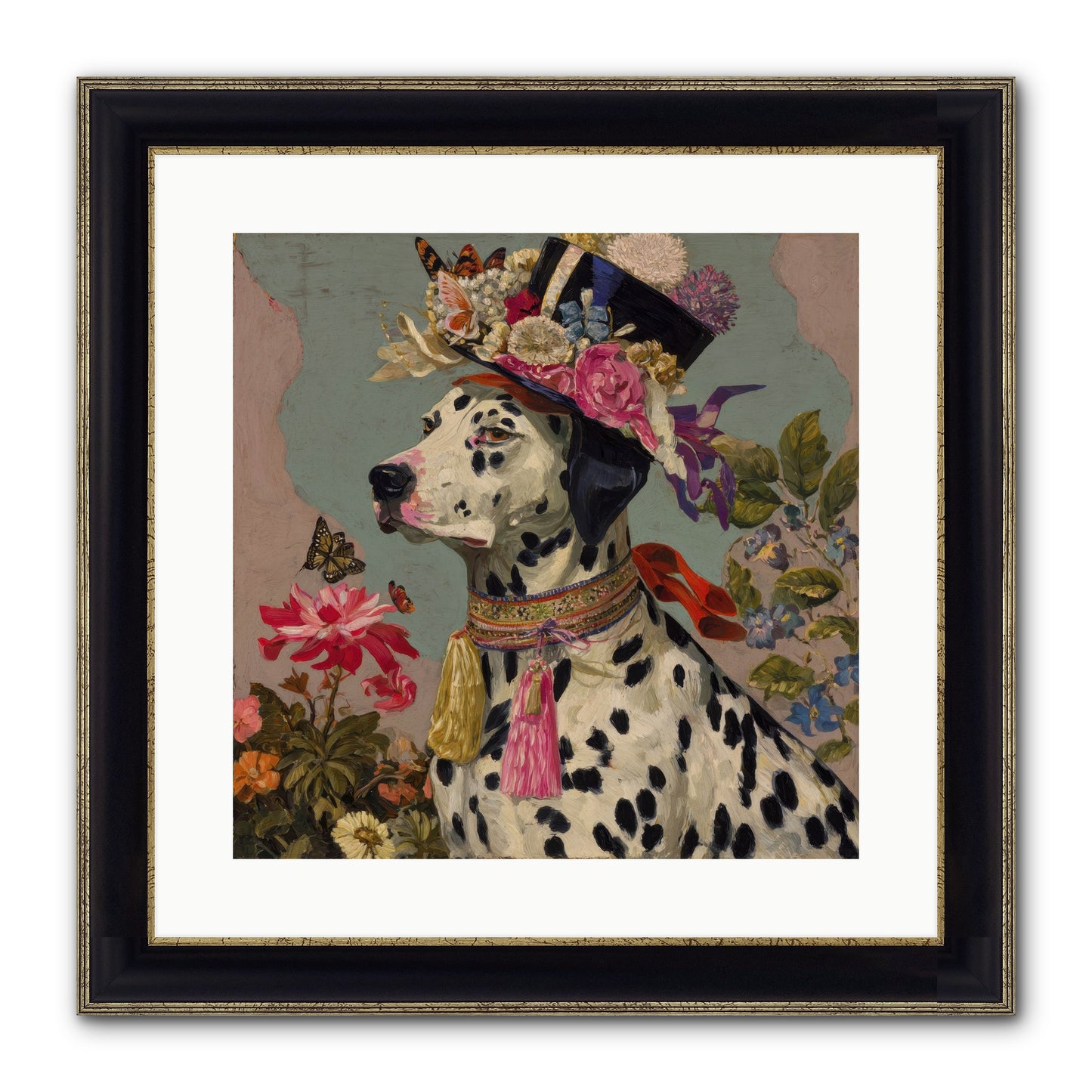 Picnic At Twilight Framed Print - Black & Gold 16x16