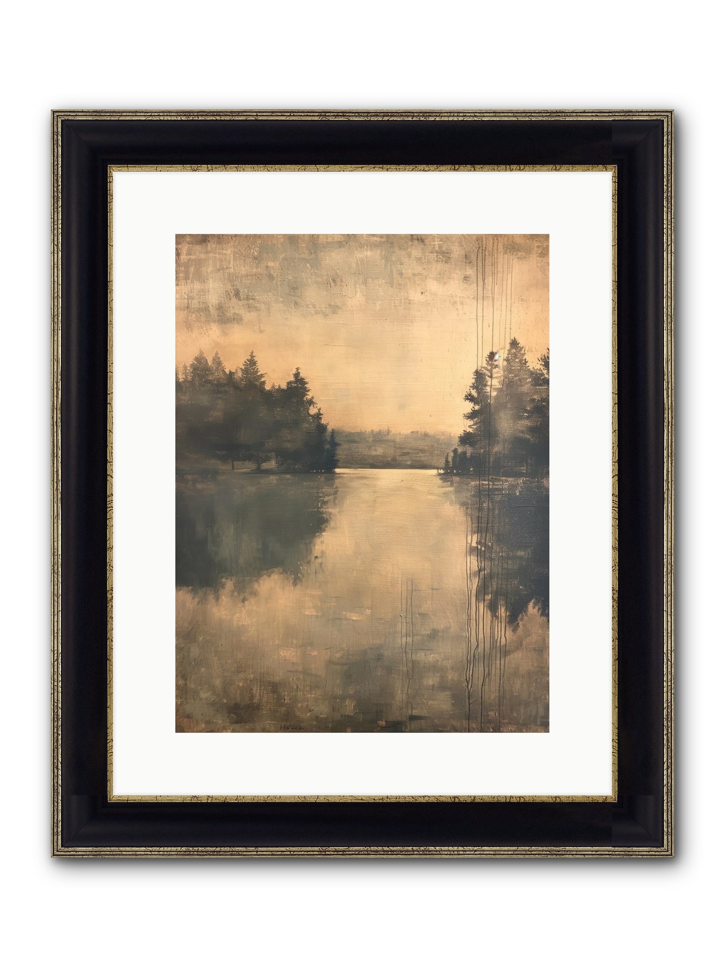 Picture Letter Framed Print - Black & Gold 12x16