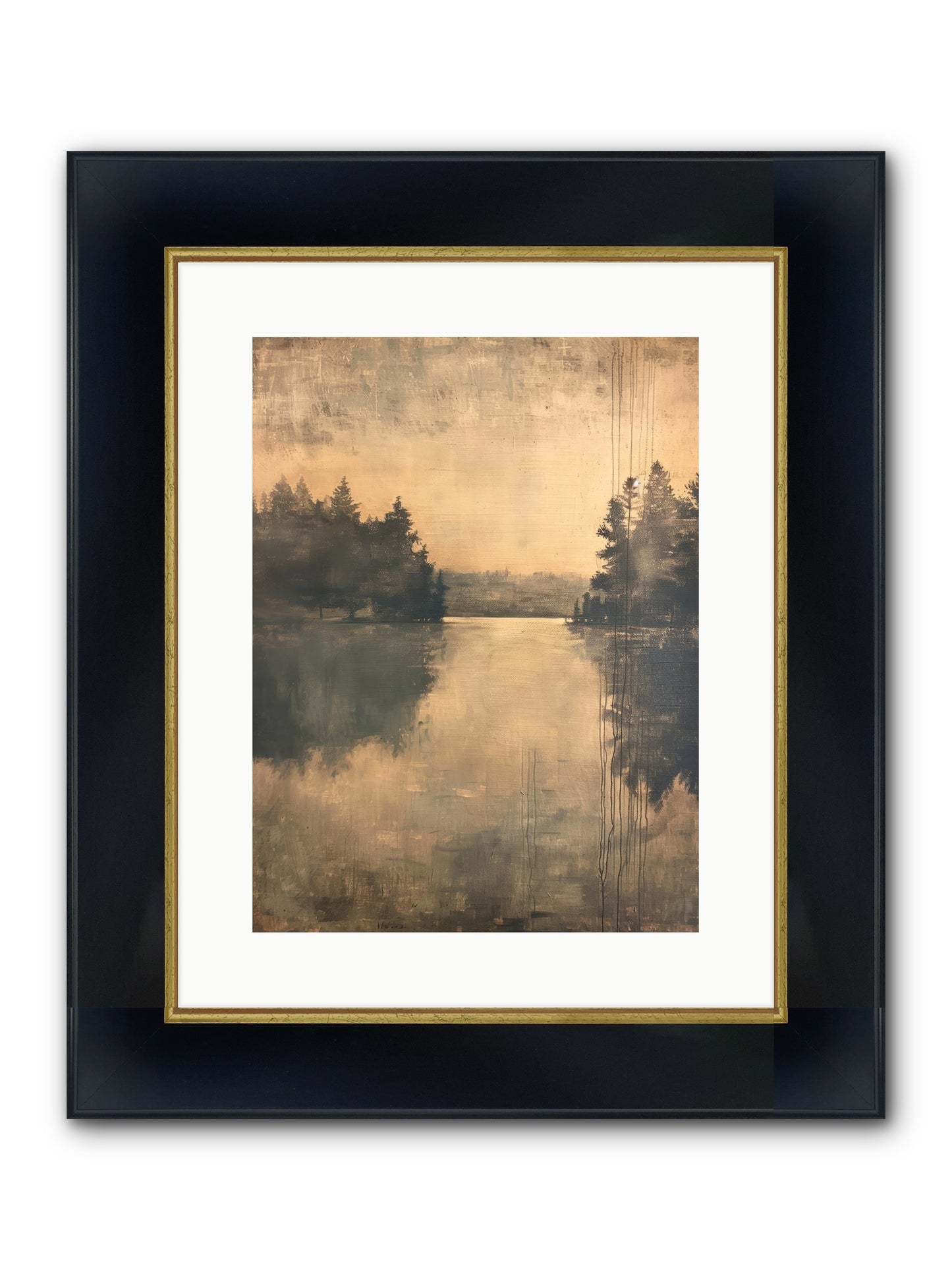 Picture Letter Framed Print - Wide Black w/Gold 12x16