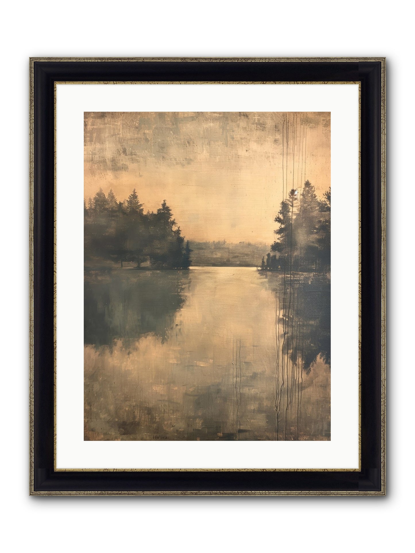 Picture Letter Framed Print - Black & Gold 18x24