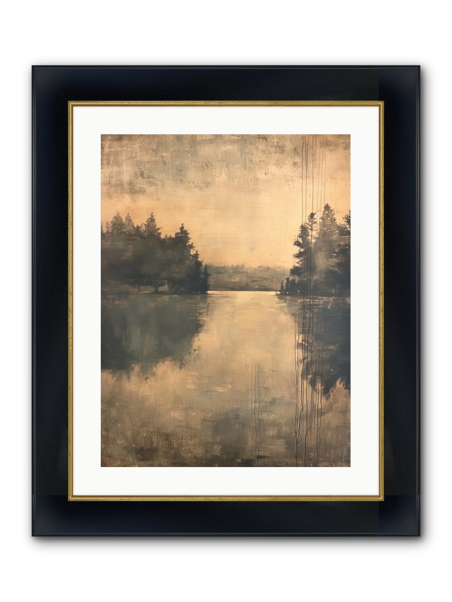 Picture Letter Framed Print - Wide Black w/Gold 18x24