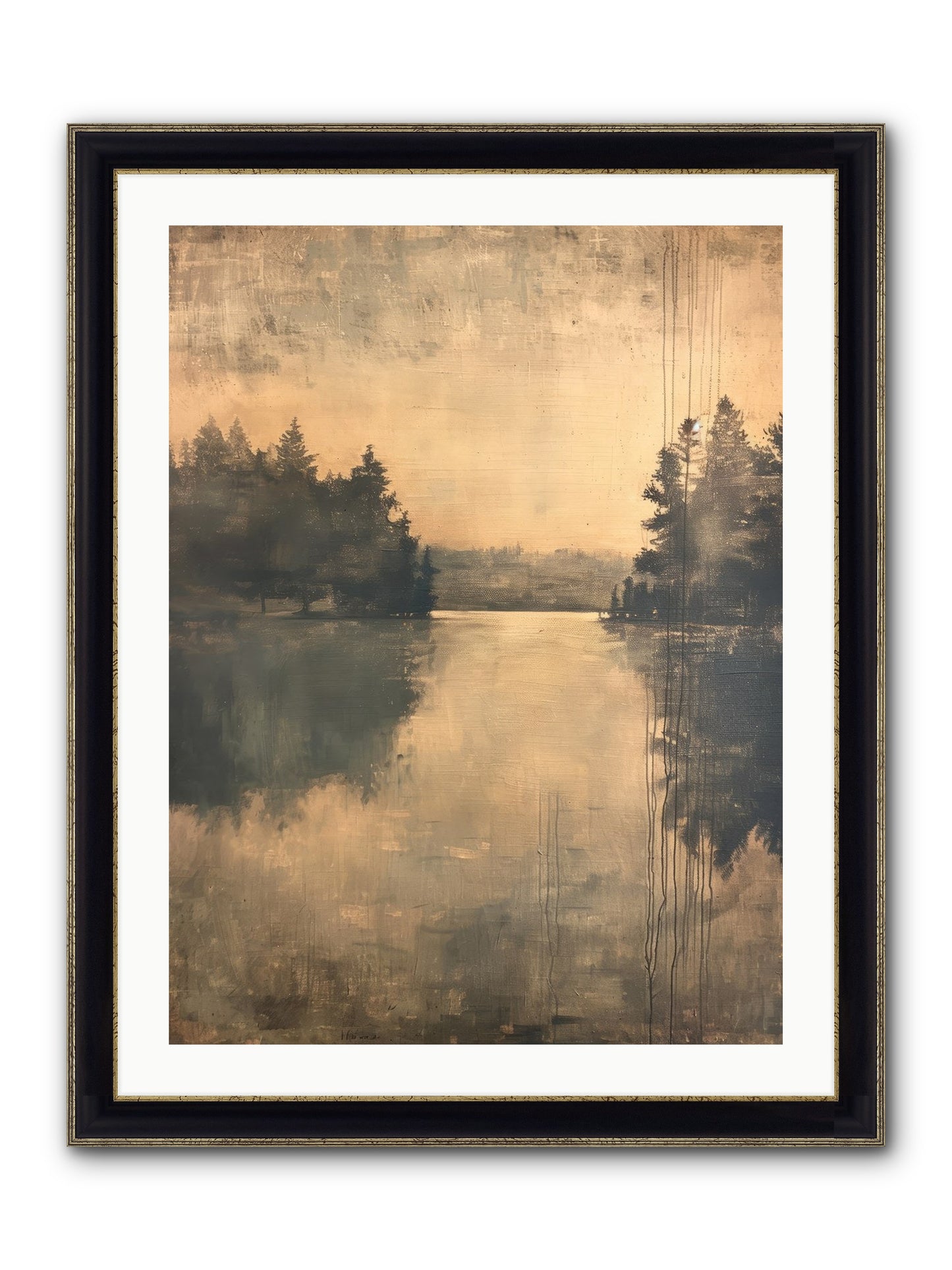 Picture Letter Framed Print - Black & Gold 24x32