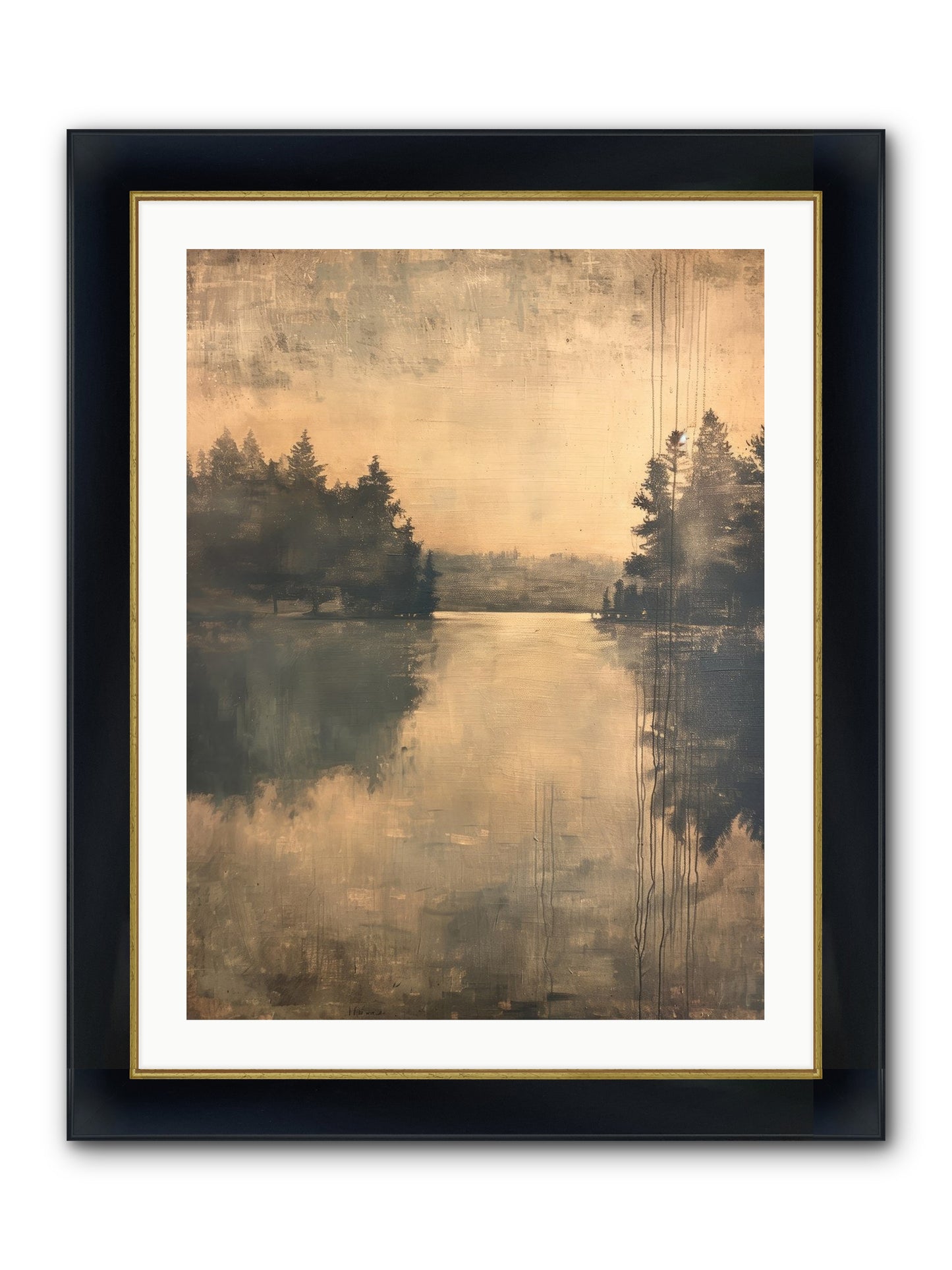 Picture Letter Framed Print - Wide Black w/Gold 24x32