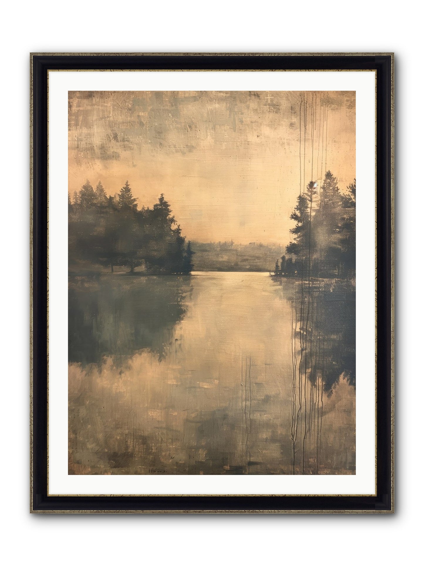 Picture Letter Framed Print - Black & Gold 30x40
