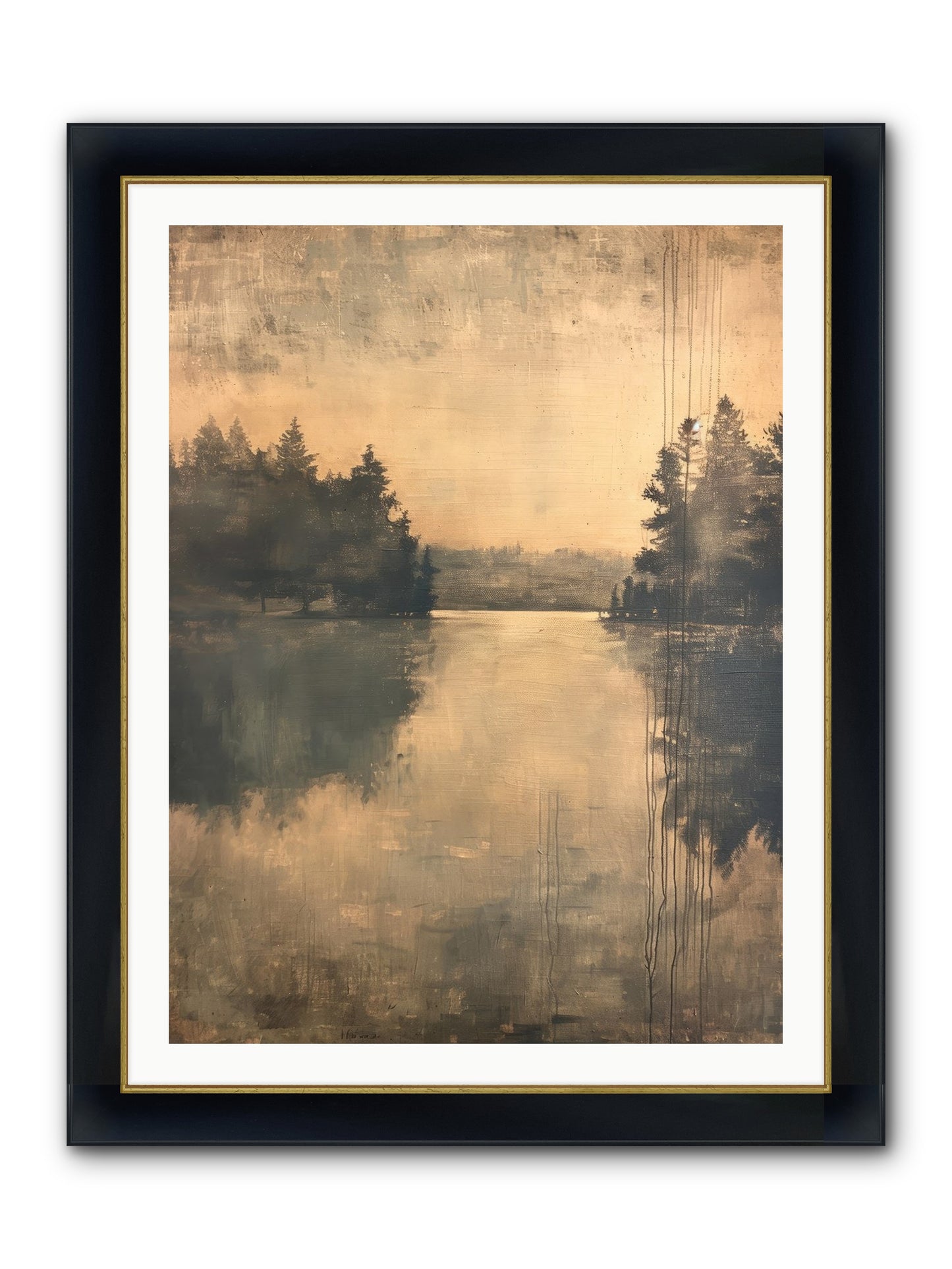 Picture Letter Framed Print - Wide Black w/Gold 30x40