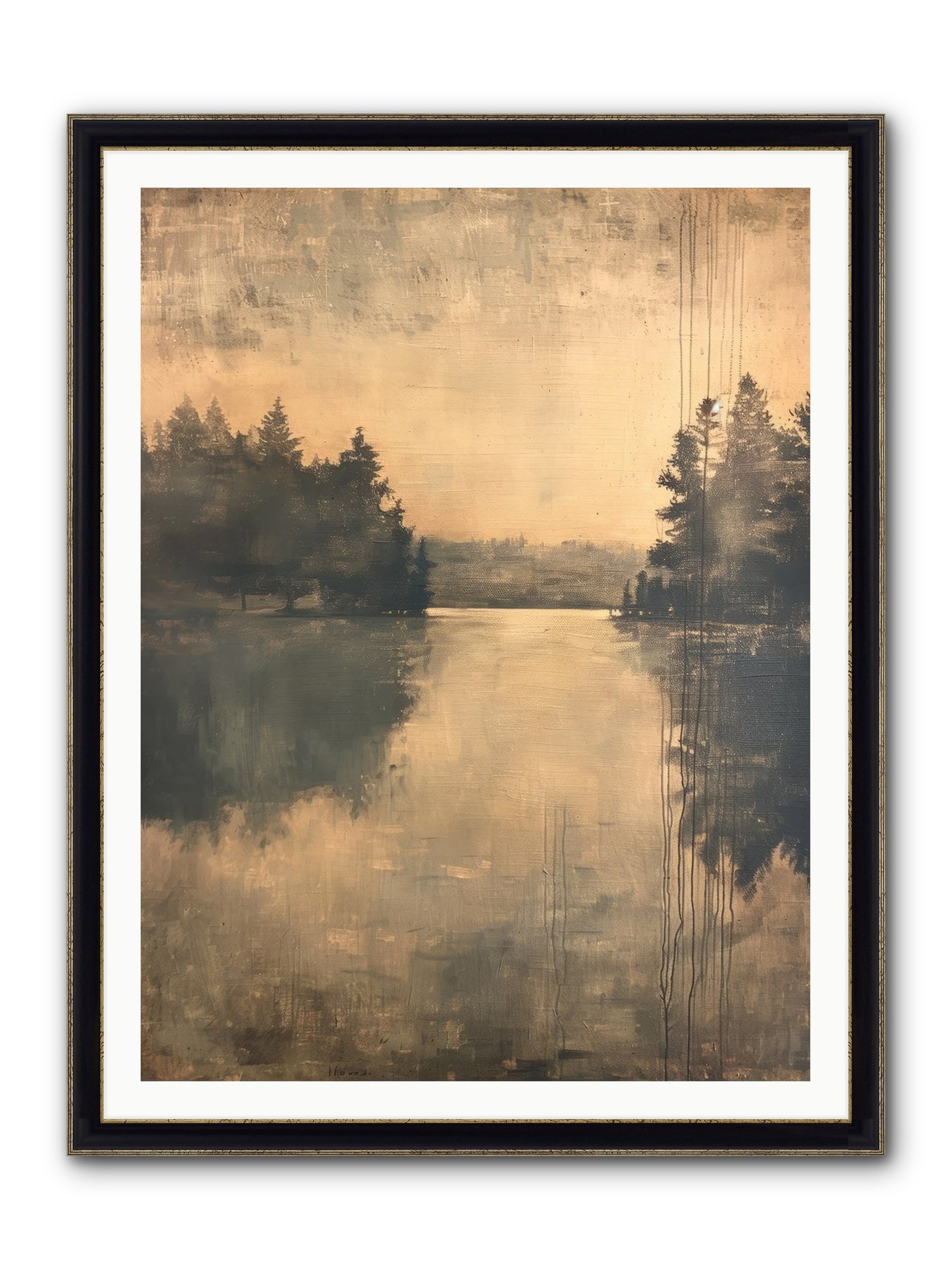 Picture Letter Framed Print - Black & Gold 36x48