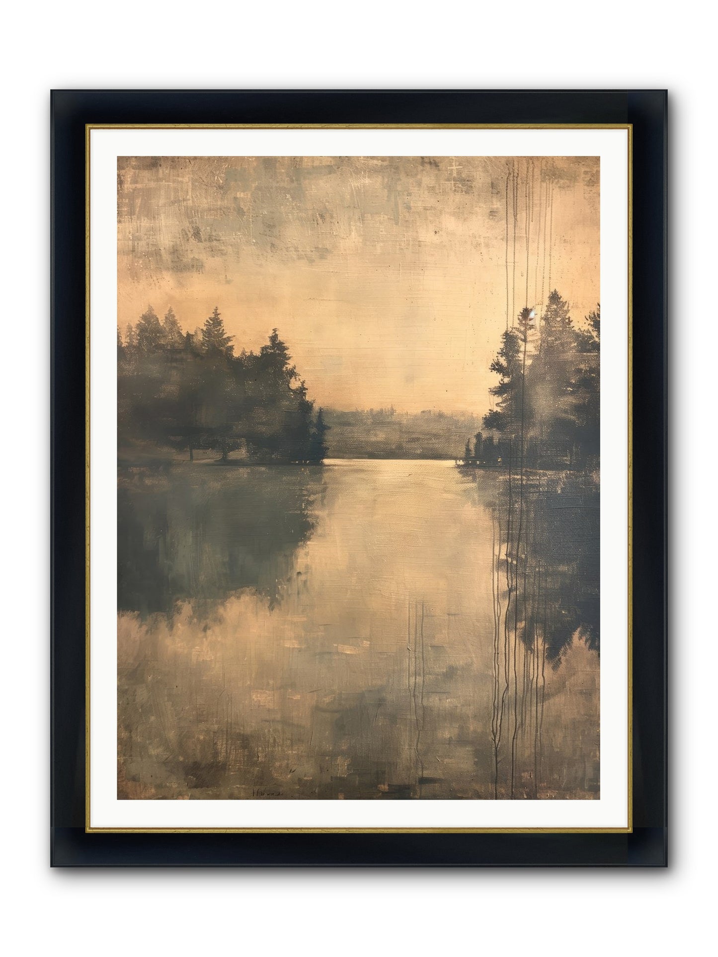 Picture Letter Framed Print - Wide Black w/Gold 36x48