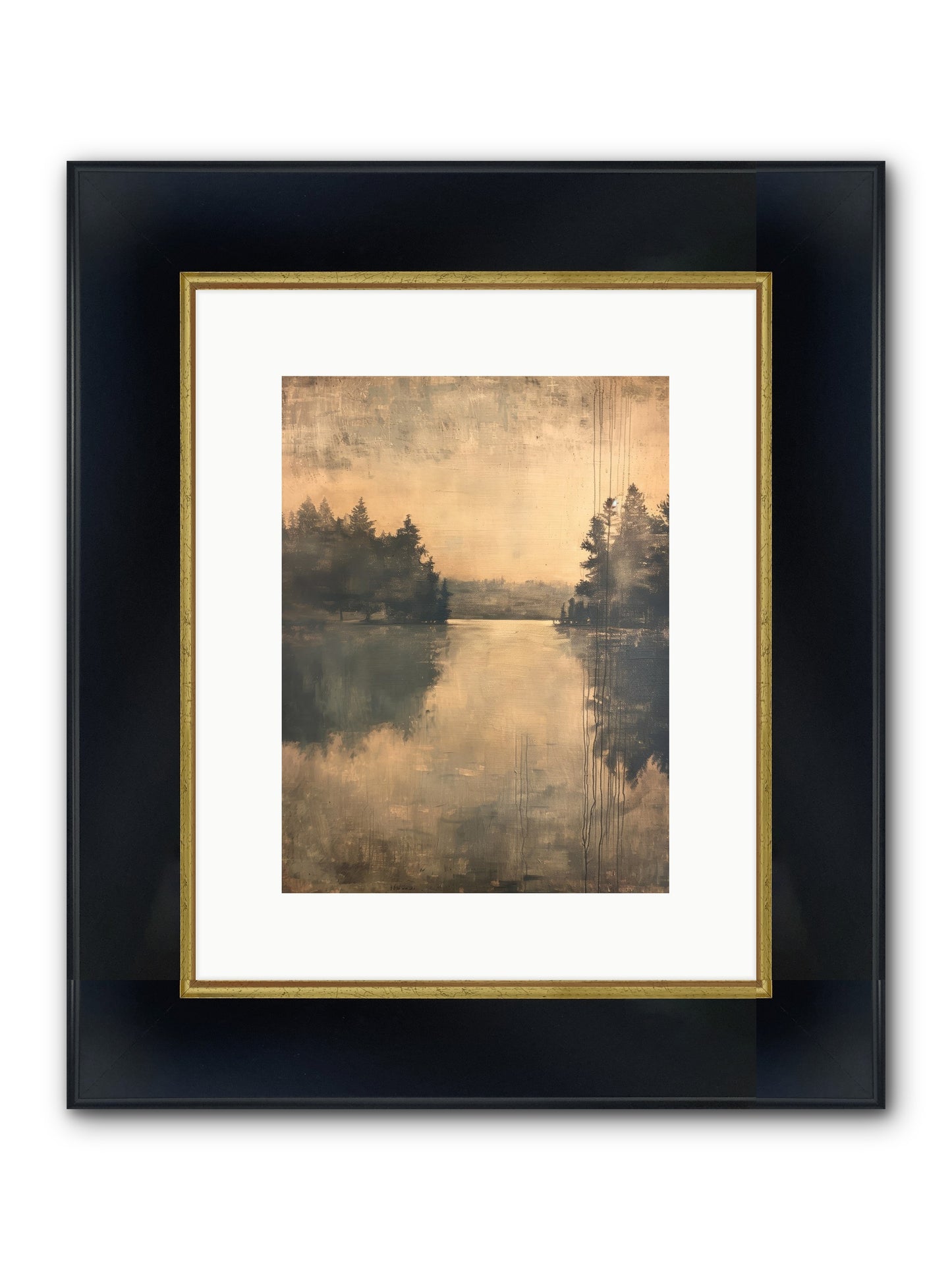 Picture Letter Framed Print - Wide Black w/Gold 9x12