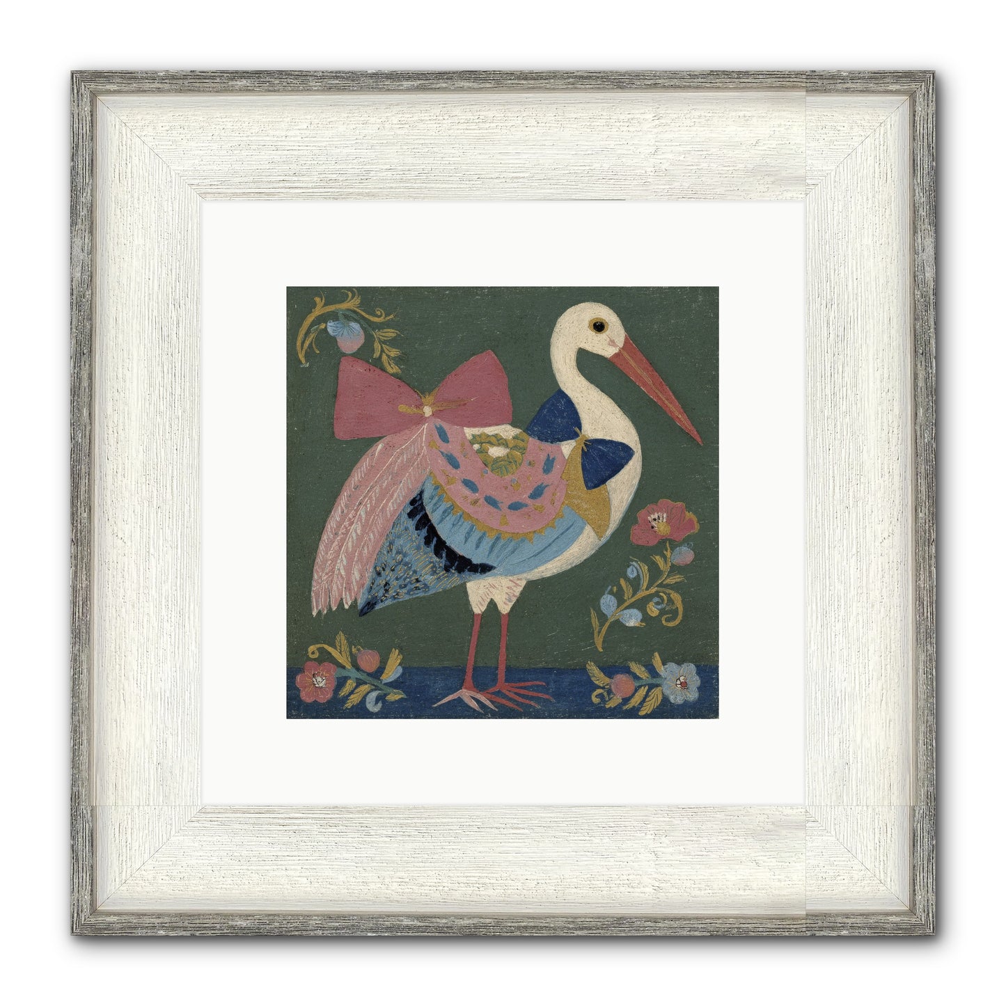 Pink And Blue Secrets Framed Print - Driftwood White 10x10