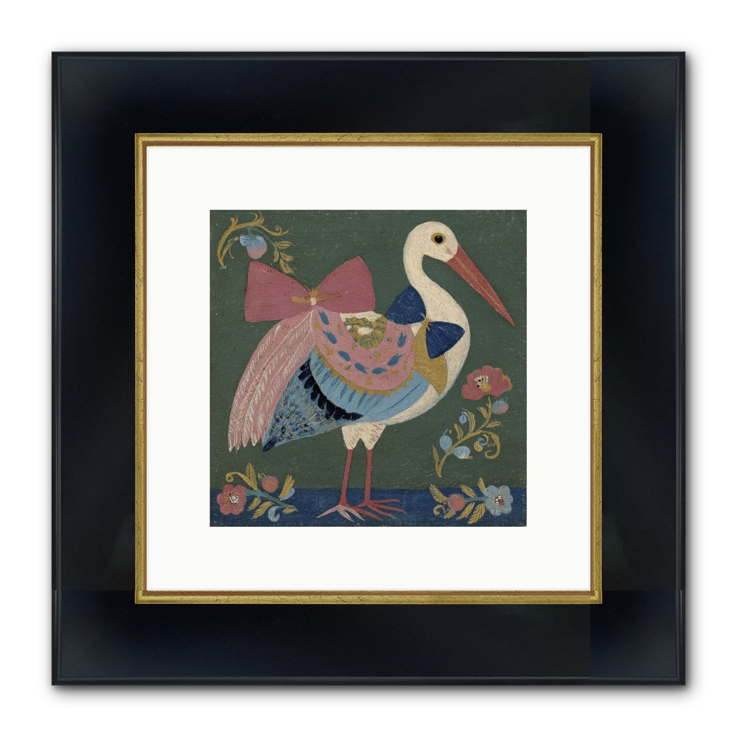 Pink And Blue Secrets Framed Print - Wide Black w/Gold 10x10