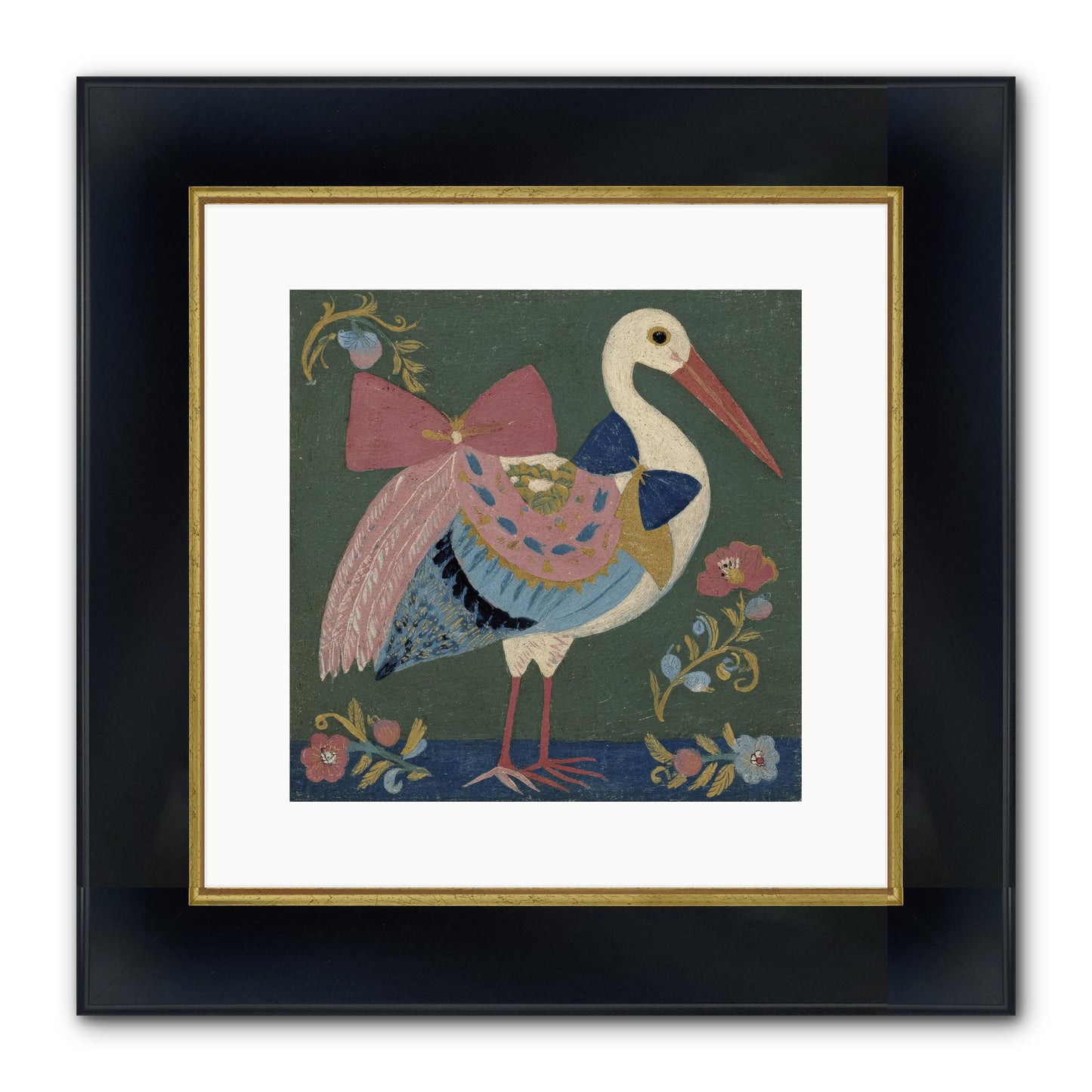 Pink And Blue Secrets Framed Print - Wide Black w/Gold 12x12