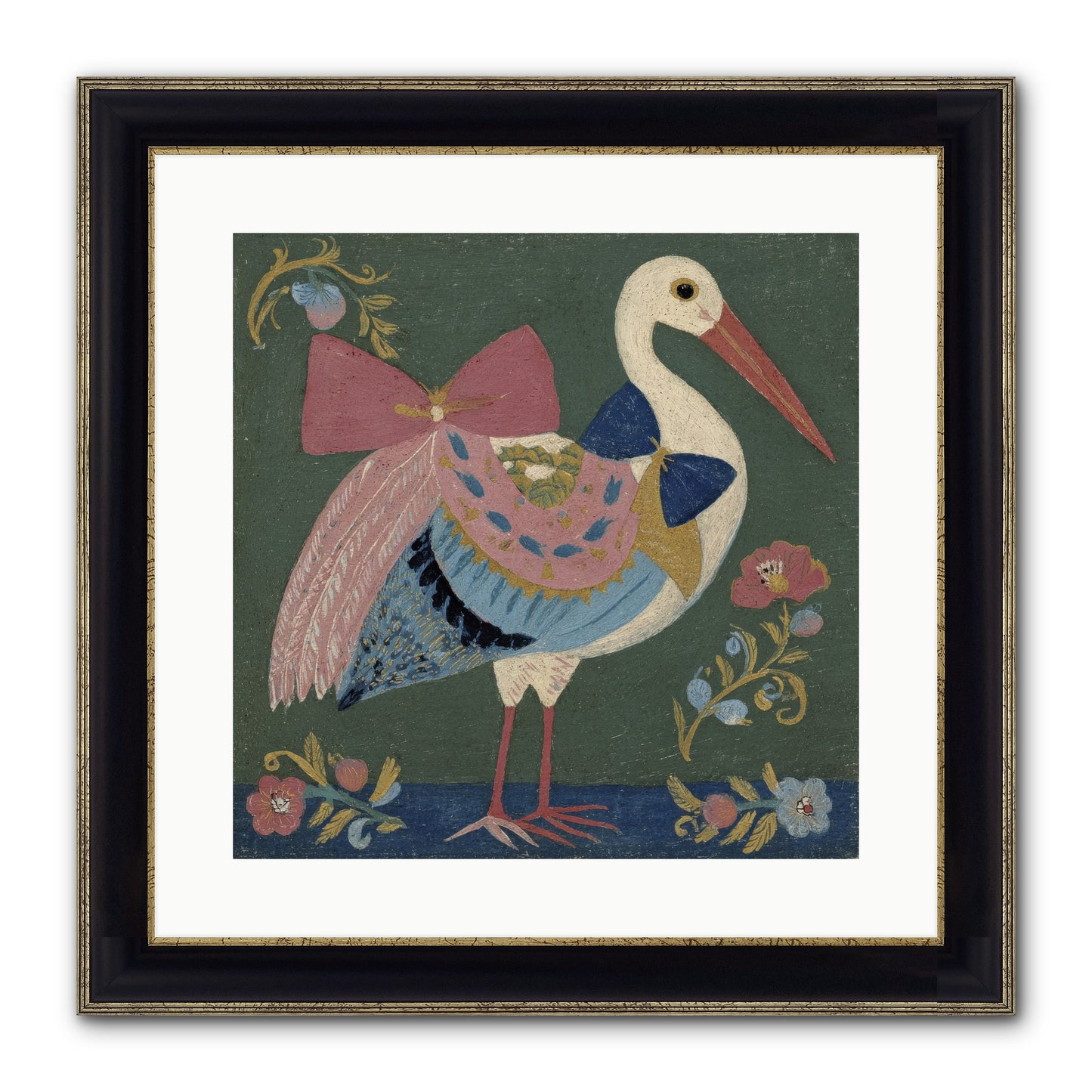 Pink And Blue Secrets Framed Print - Black & Gold 16x16