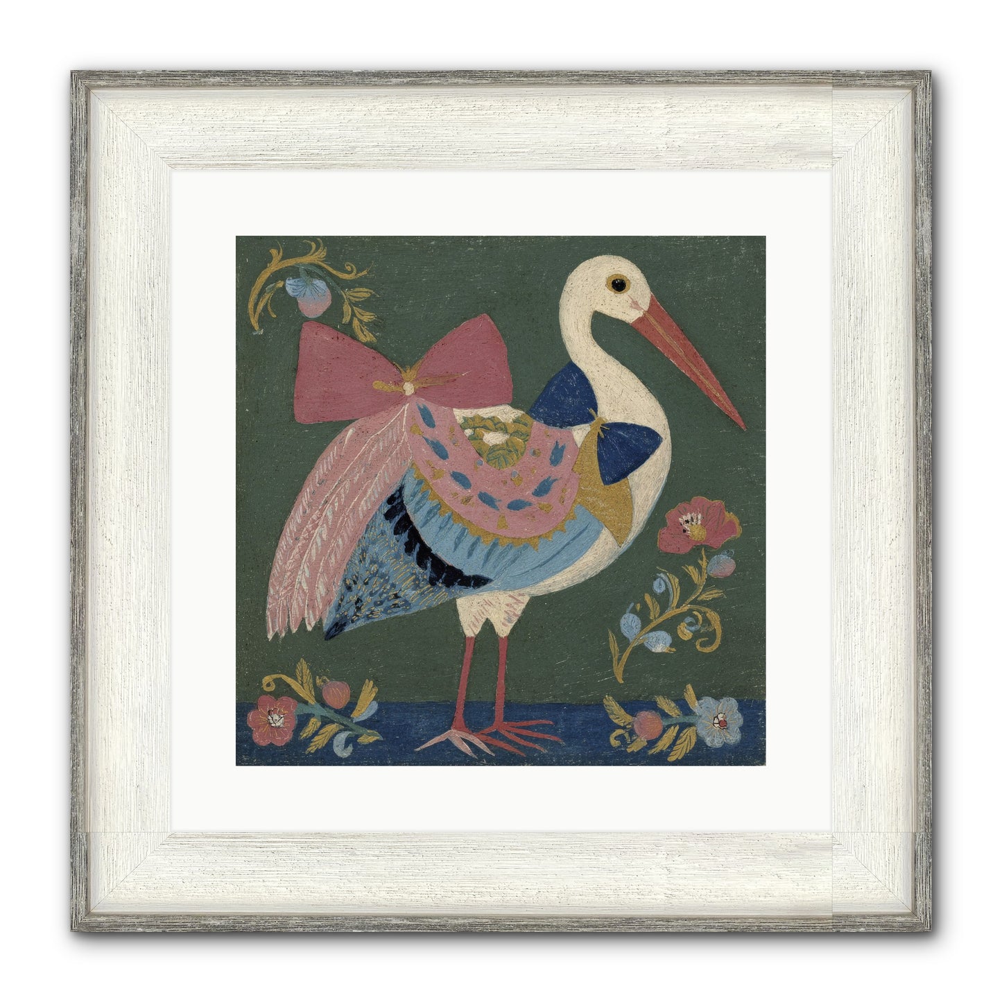 Pink And Blue Secrets Framed Print - Driftwood White 16x16
