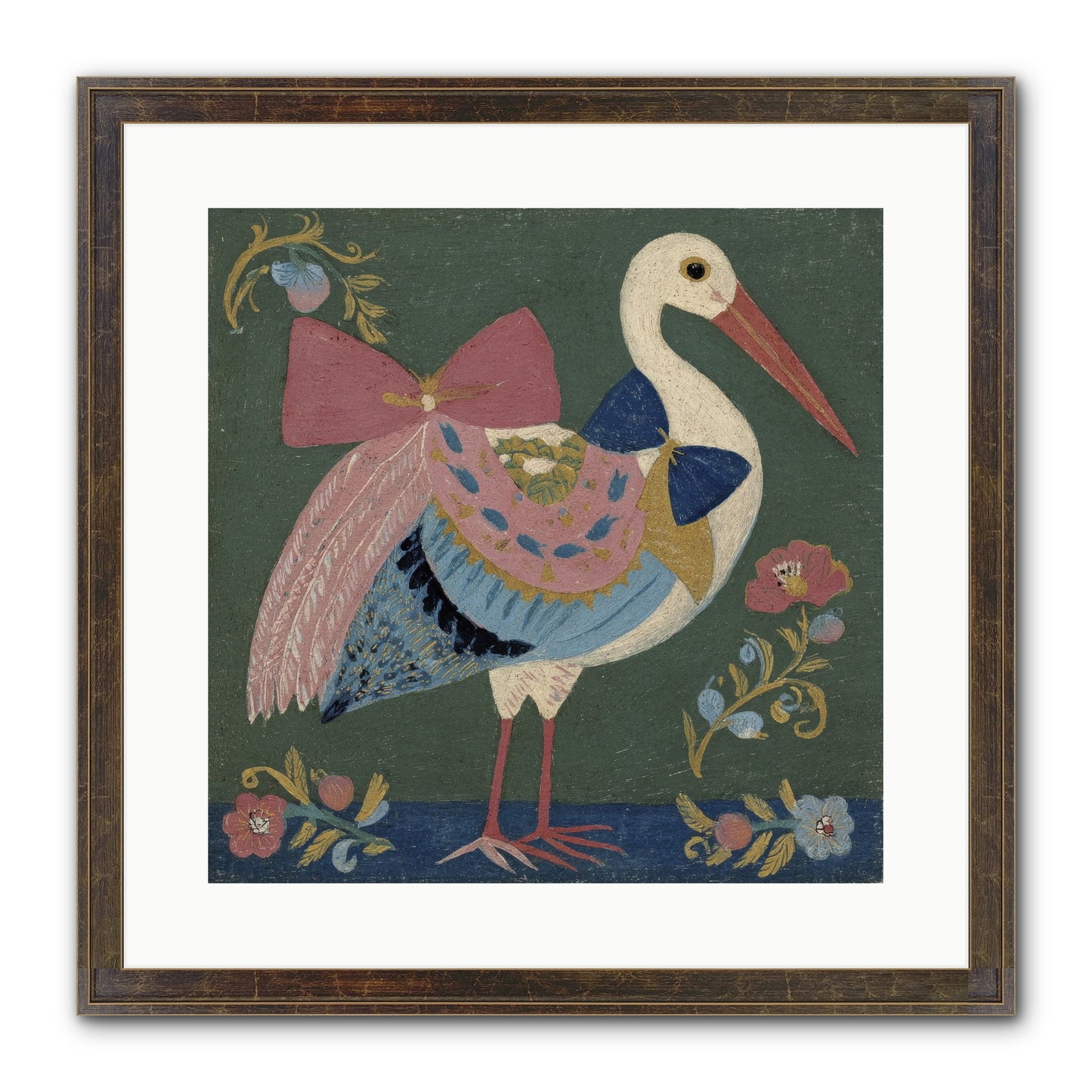 Pink And Blue Secrets Framed Print - Slimwoods Black/Gold 16x16