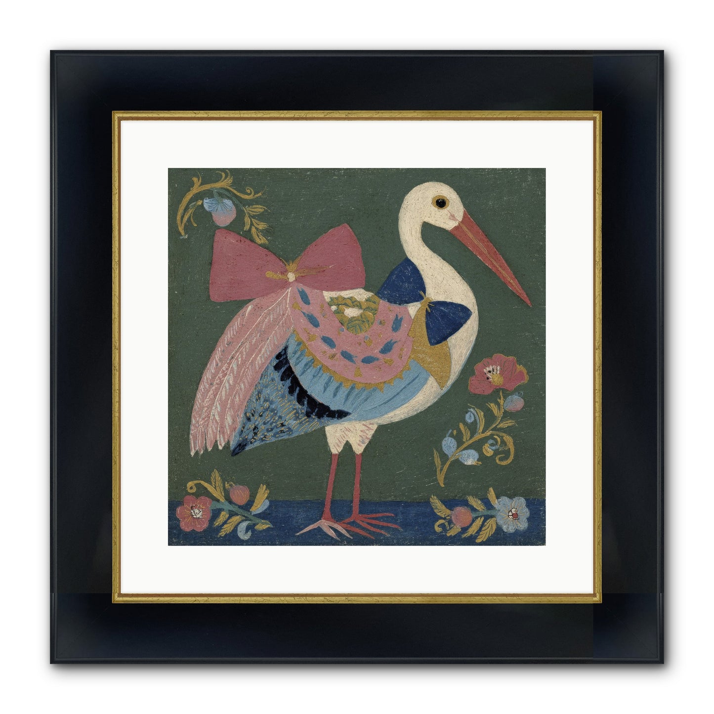 Pink And Blue Secrets Framed Print - Wide Black w/Gold 16x16
