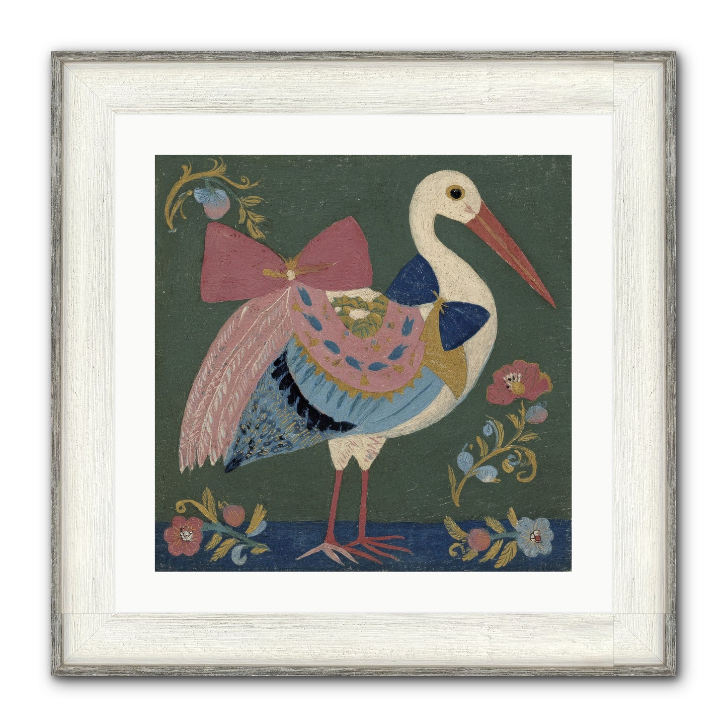 Pink And Blue Secrets Framed Print - Driftwood White 20x20