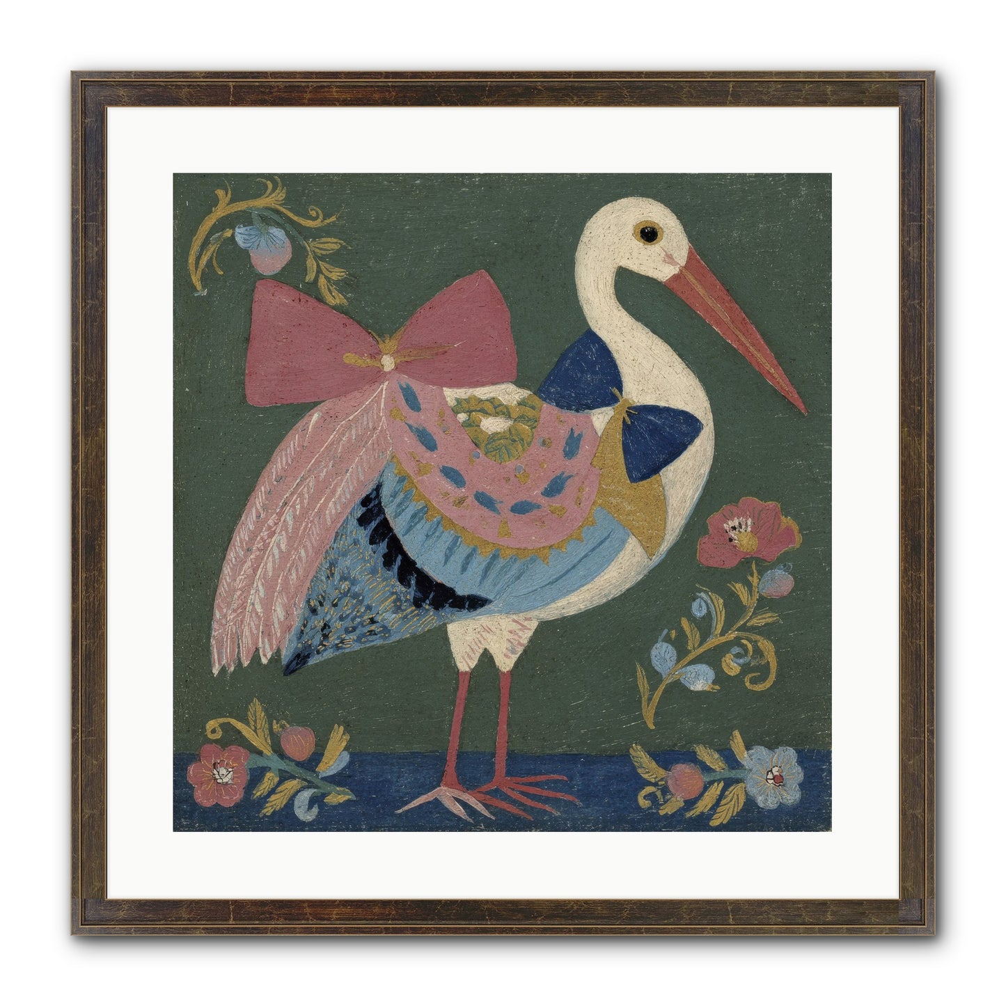 Pink And Blue Secrets Framed Print - Slimwoods Black/Gold 20x20