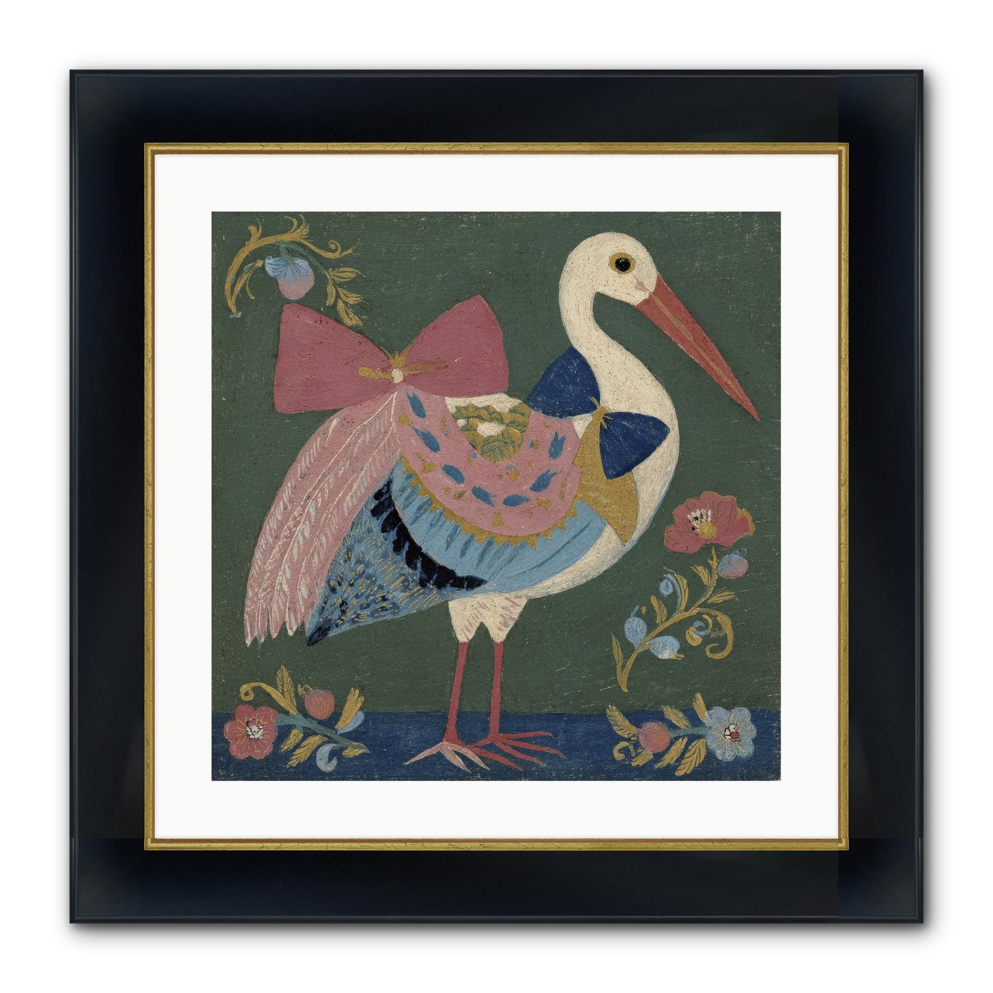 Pink And Blue Secrets Framed Print - Wide Black w/Gold 20x20