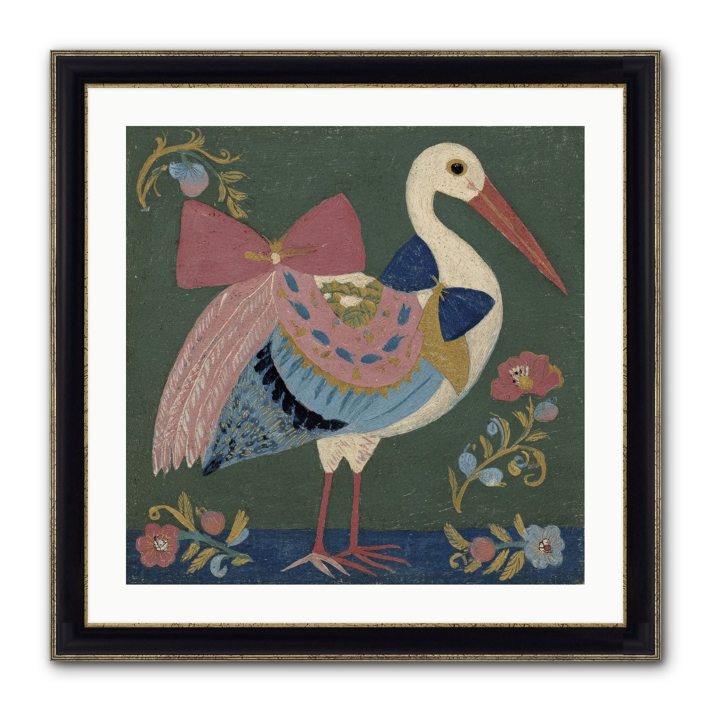 Pink And Blue Secrets Framed Print - Black & Gold 24x24