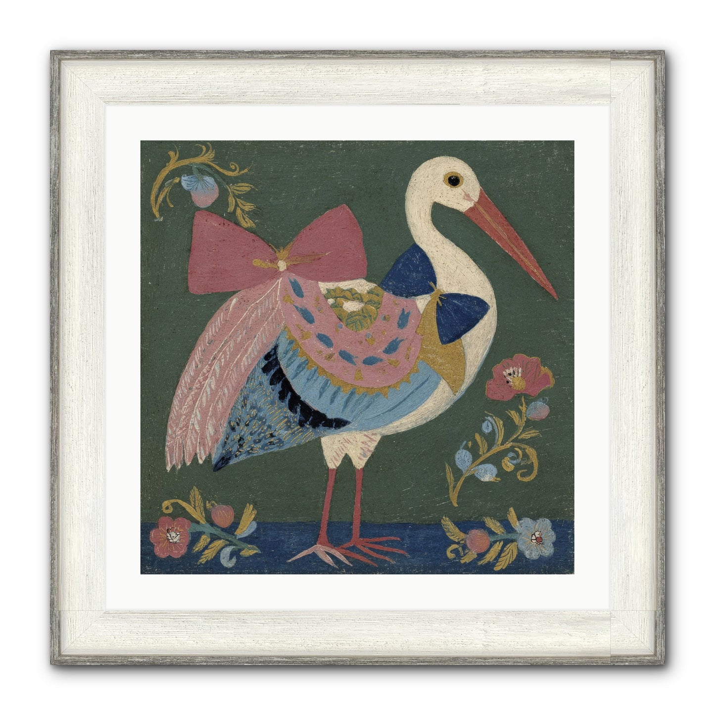 Pink And Blue Secrets Framed Print - Driftwood White 24x24
