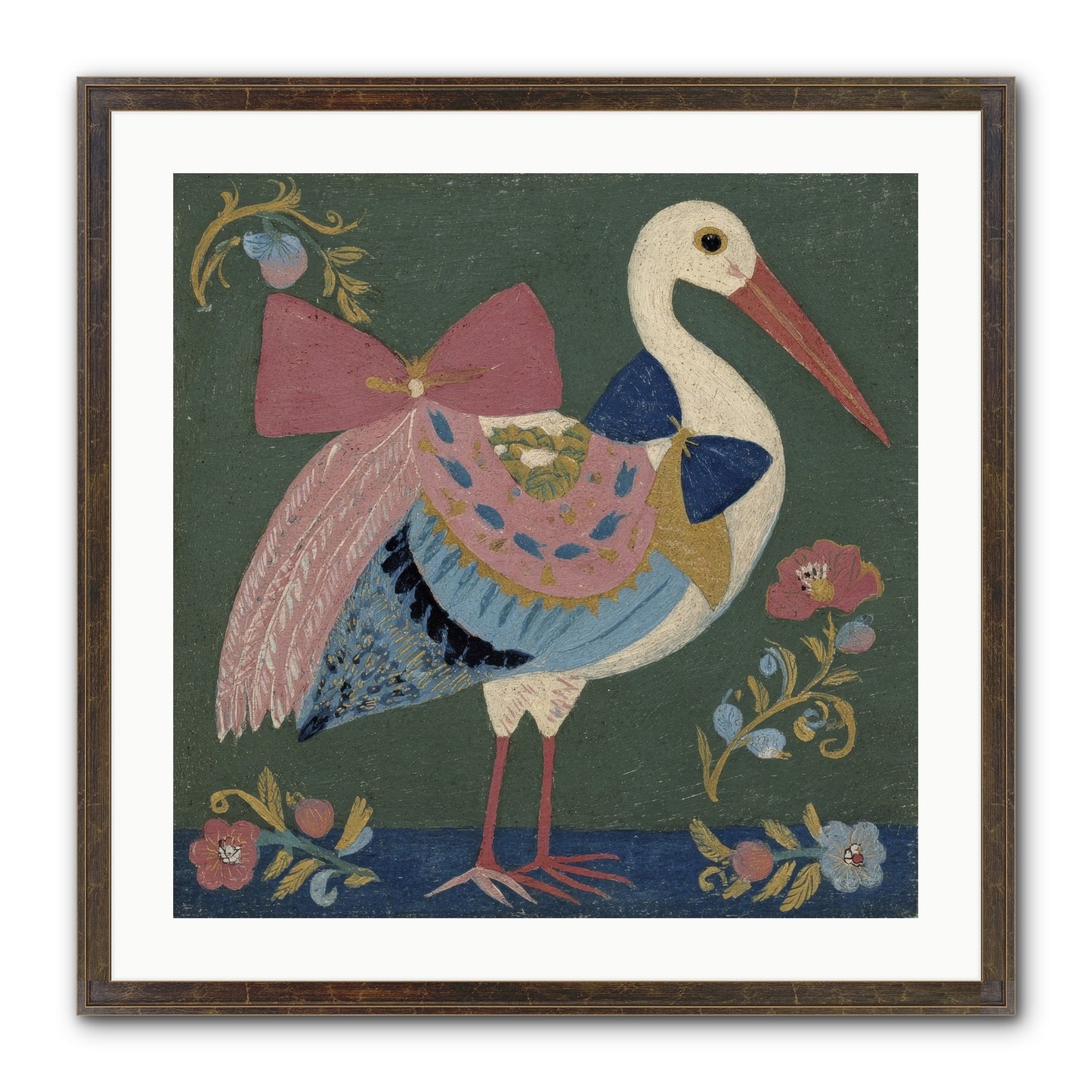 Pink And Blue Secrets Framed Print - Slimwoods Black/Gold 24x24
