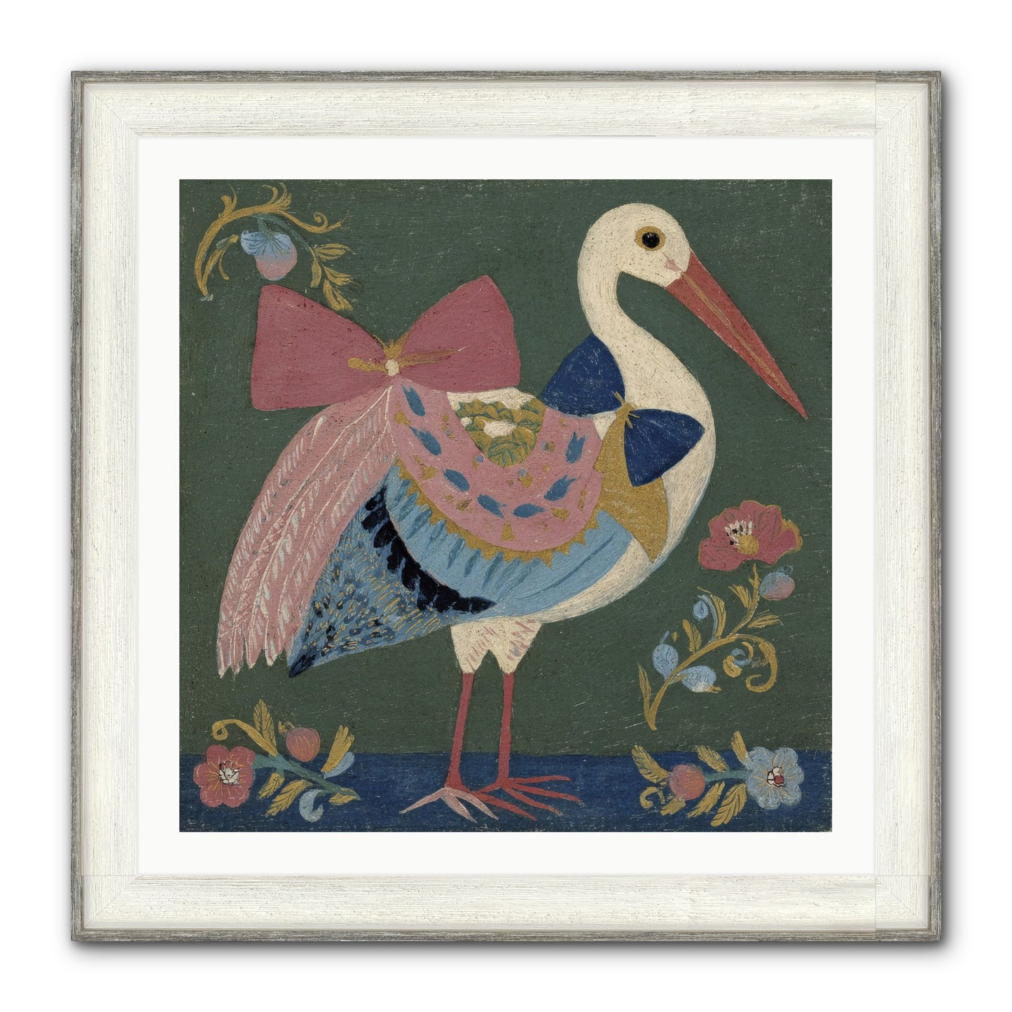 Pink And Blue Secrets Framed Print - Driftwood White 30x30