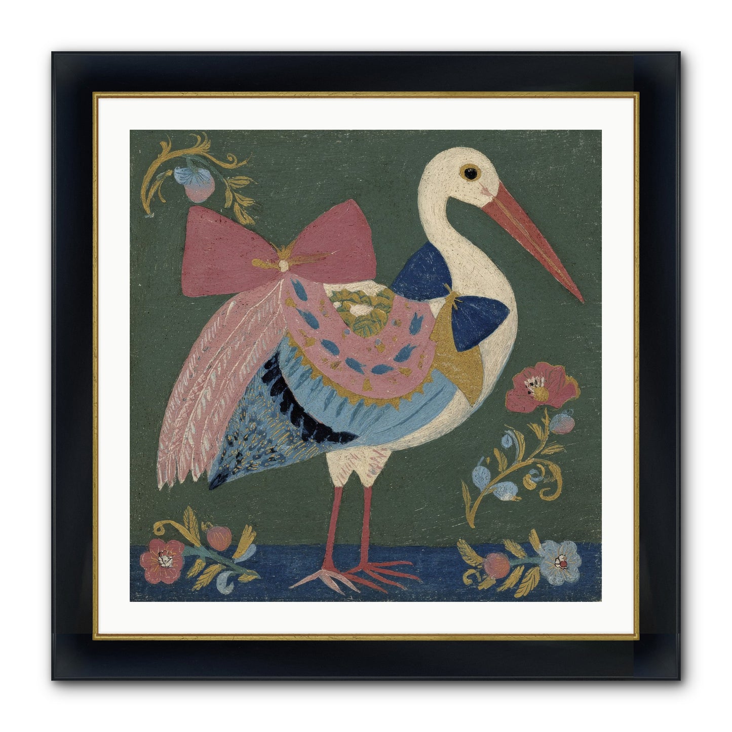 Pink And Blue Secrets Framed Print - Wide Black w/Gold 30x30