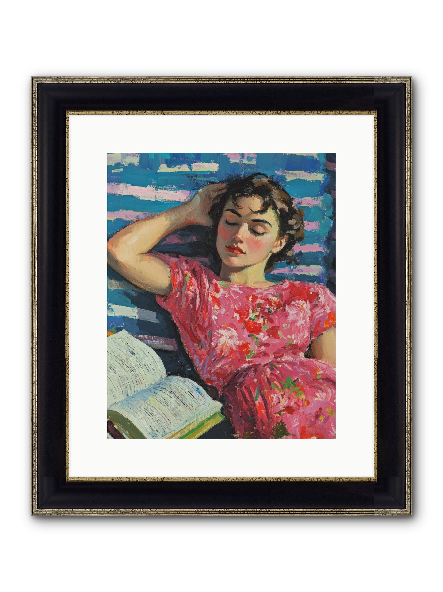 Pink Pages Framed Print - Black & Gold 12x15