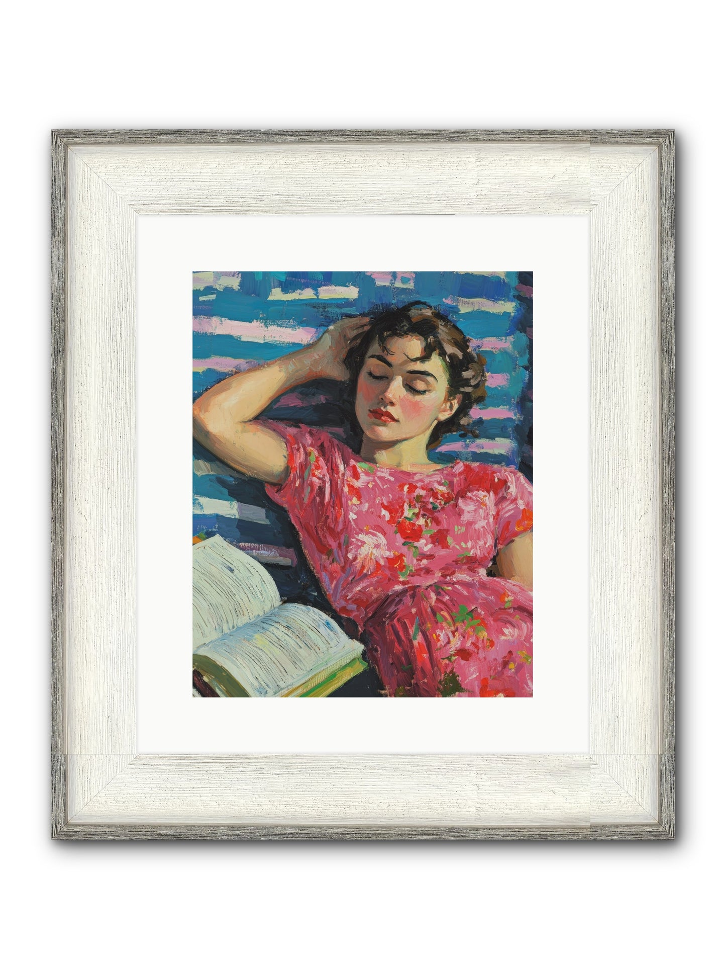Pink Pages Framed Print - Driftwood White 12x15