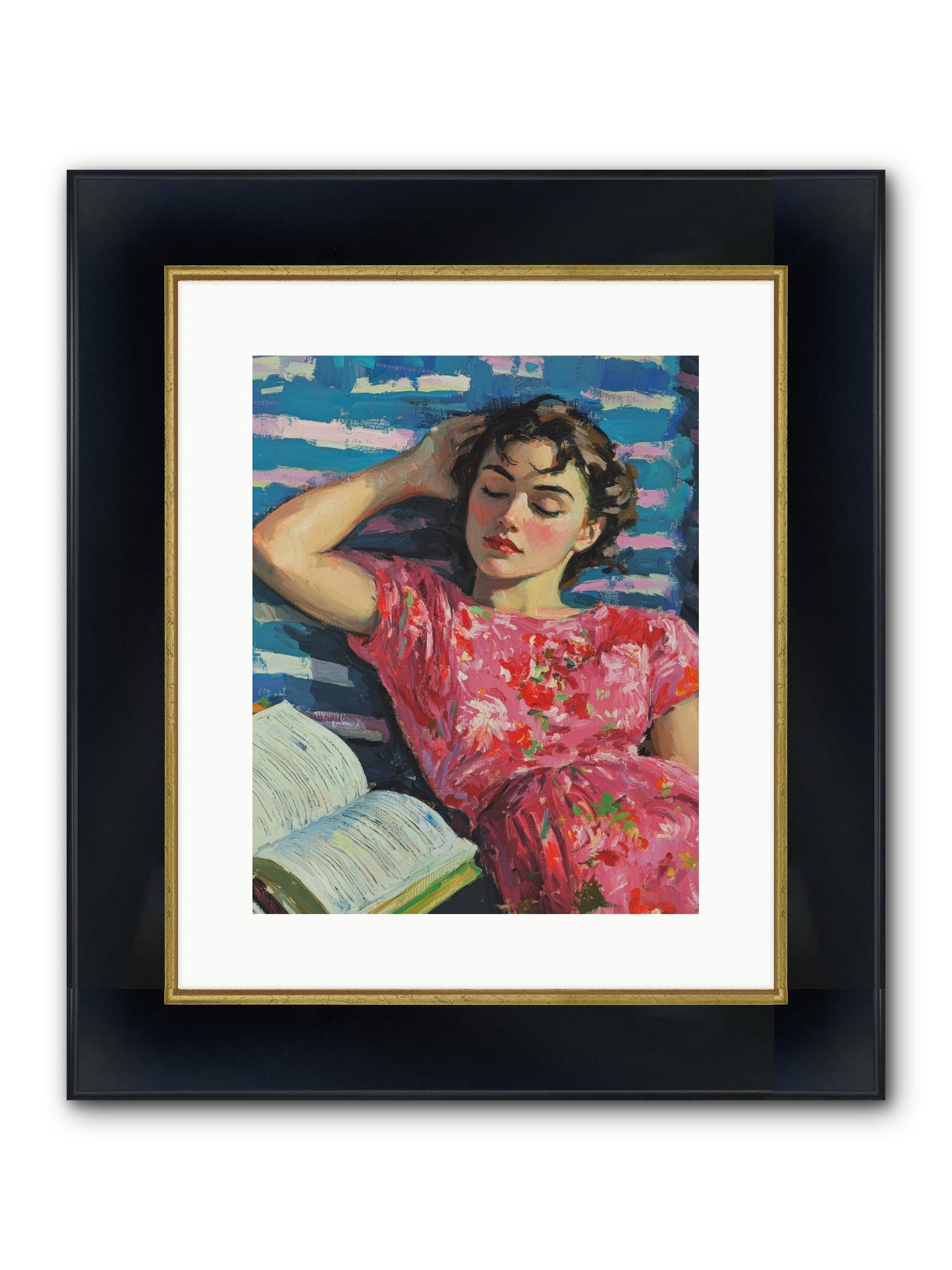 Pink Pages Framed Print - Wide Black w/Gold 12x15
