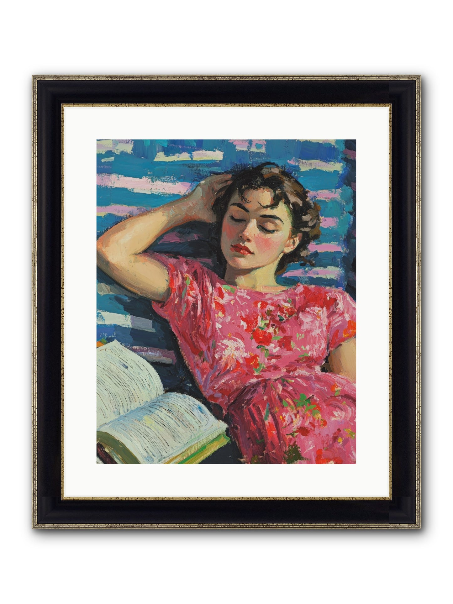 Pink Pages Framed Print - Black & Gold 16x20
