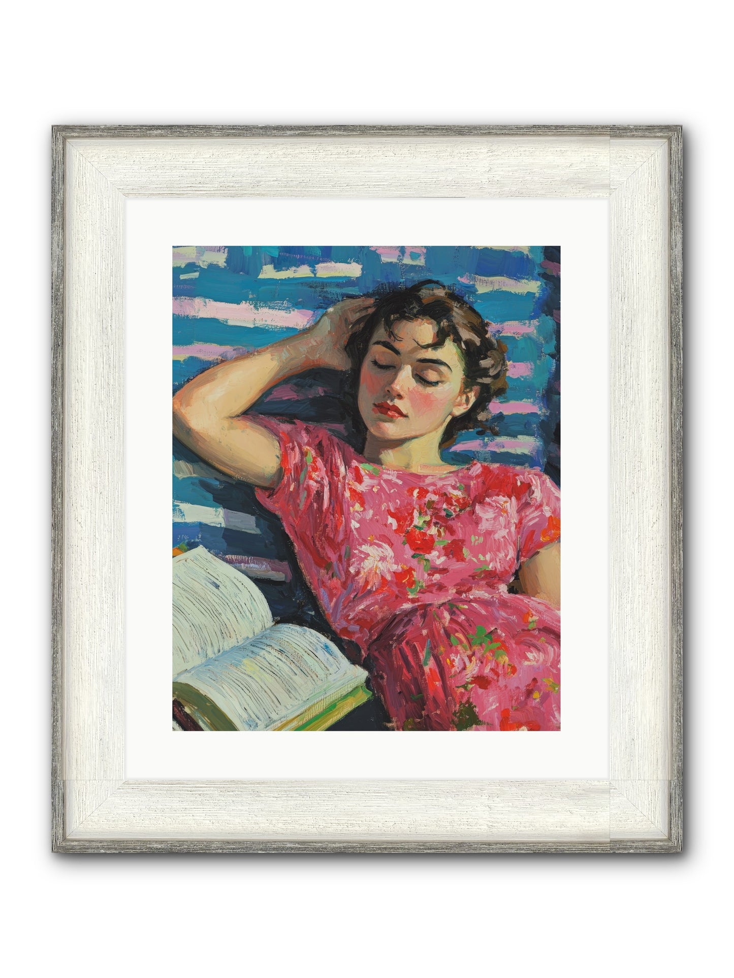 Pink Pages Framed Print - Driftwood White 16x20